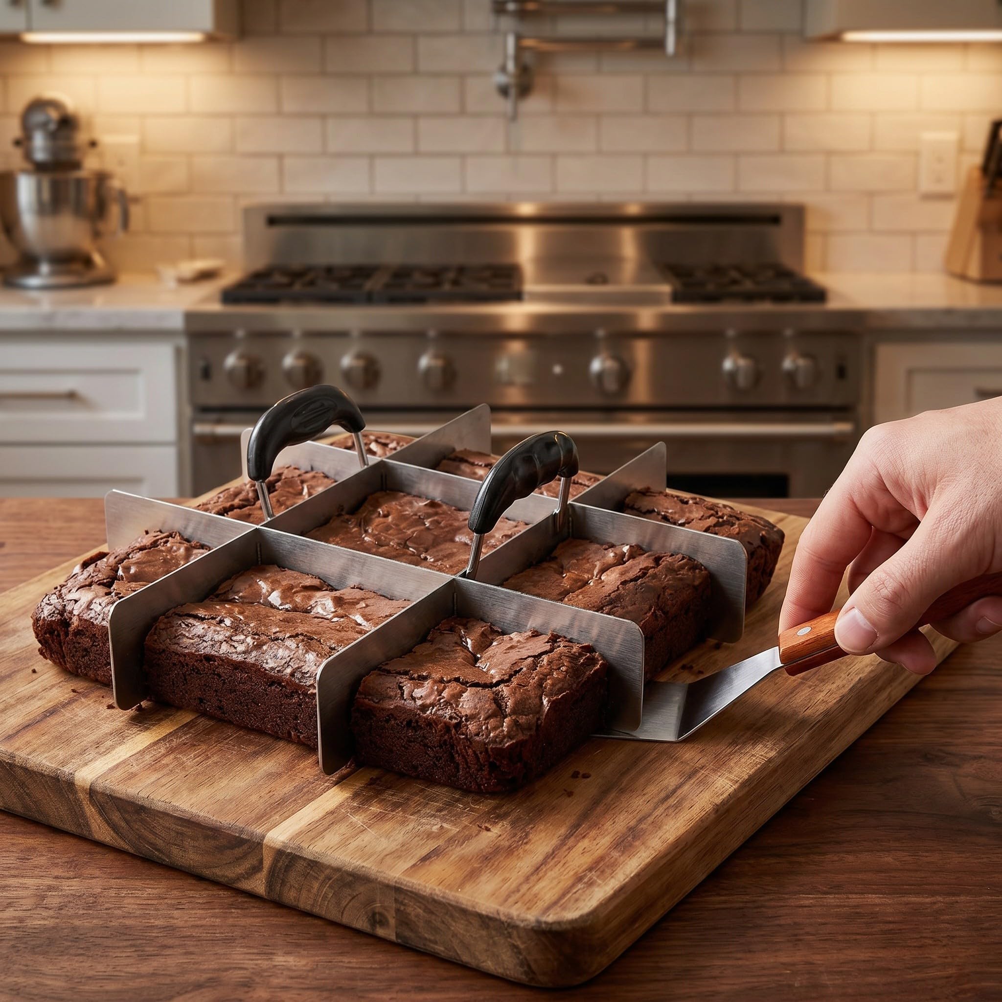 Separador de Pasteles de Acero Inoxidable, 9 Compartimentos, para Porciones