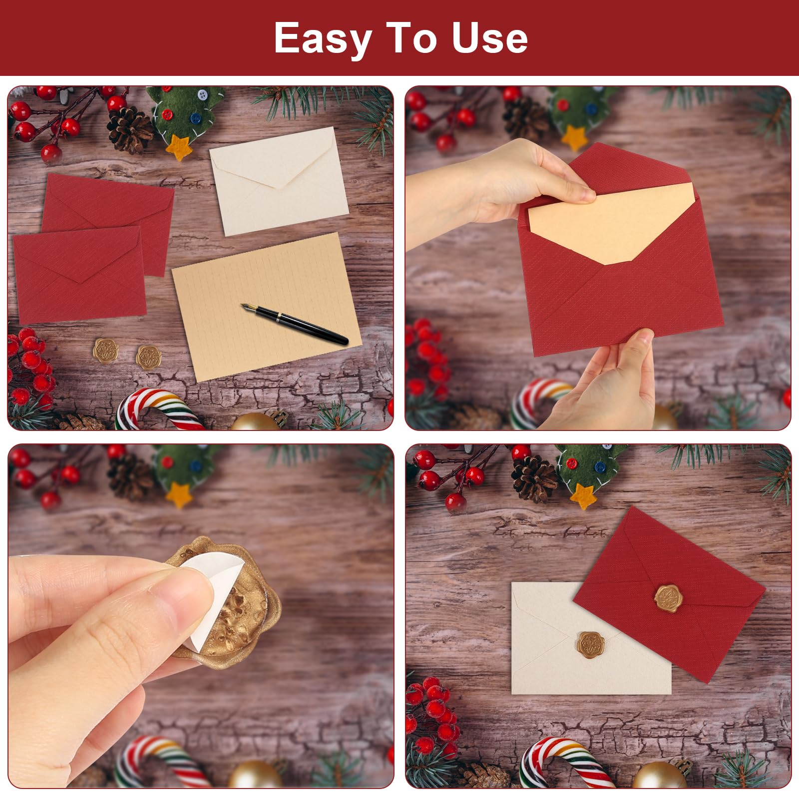 Papier à Lettres Vintage Avec Enveloppes - 15 Feuilles A5 + 10 Enveloppes + 10 Cachets De Cire - Kit Créatif