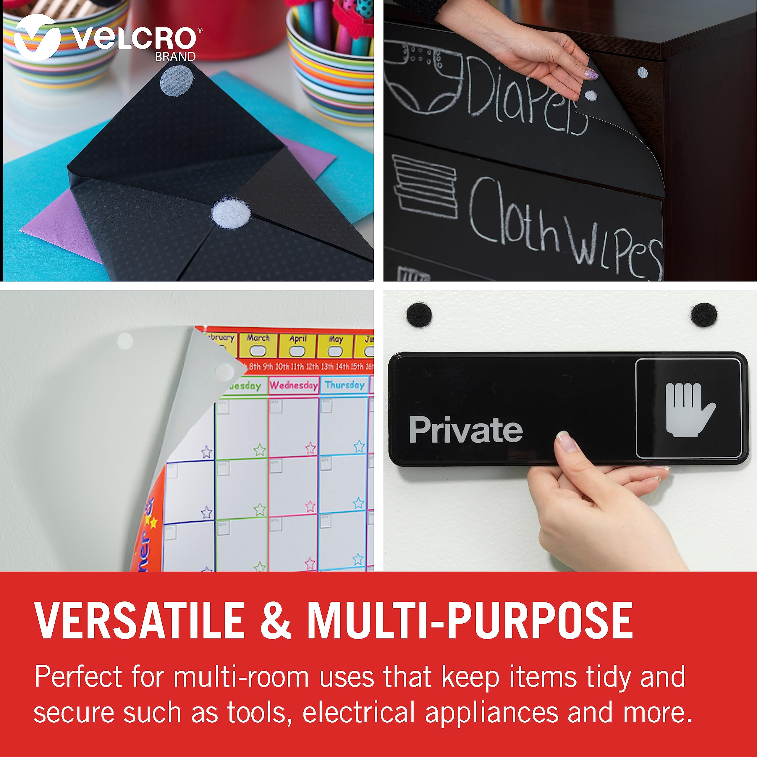 VELCRO Brand Discos de cierre autoadhesivos, Negro 16mm, pack de 500 | Discos de cierre con reverso adhesivo, ideales para casa, escuela y oficina