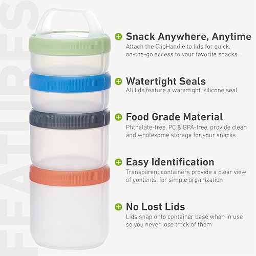 Miniatura 4 de humangear STAX, contenedores apilables para aperitivos  Sistema de viaje de aperitivos a prueba de fugas de 4 piezas  Seguro para alimentos por la