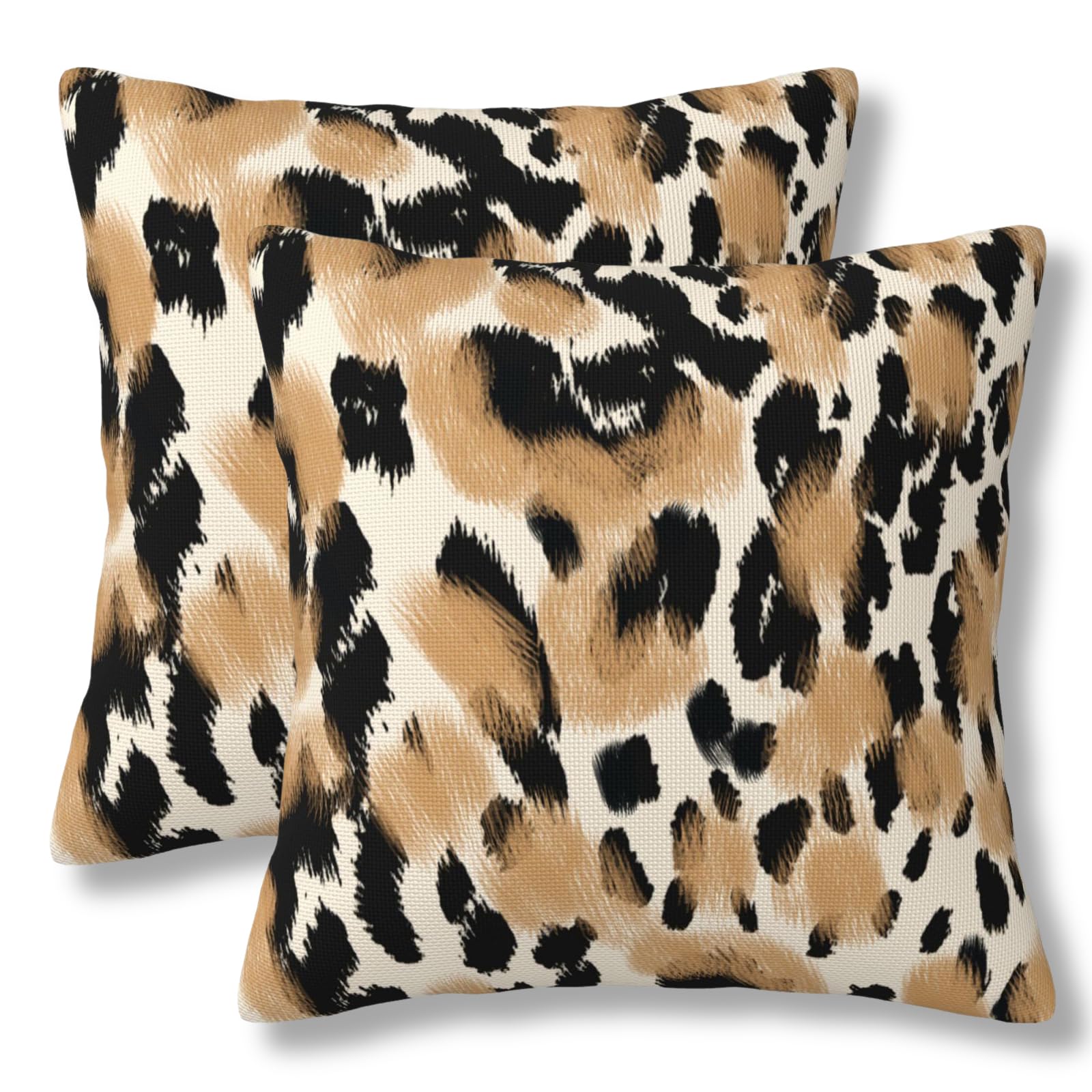 ZYNTIRAX Animal Leopard Print Throw Pillow Covers Black Brown Leopard Pillow Cover 20x20 Inch Set of 2 Cheetah Animal Skin Pattern Pillowcase Square