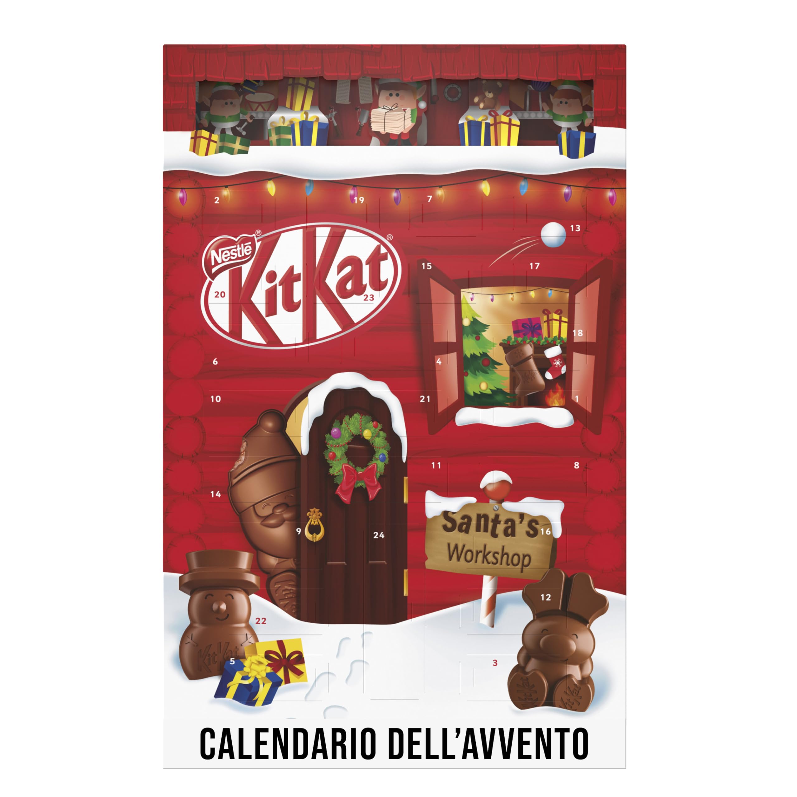NESTLÉ KITKAT Calendario Avvento 2023 Personaggi e Palline di Cioccolato al Latte ripieno con Wafer 208 g