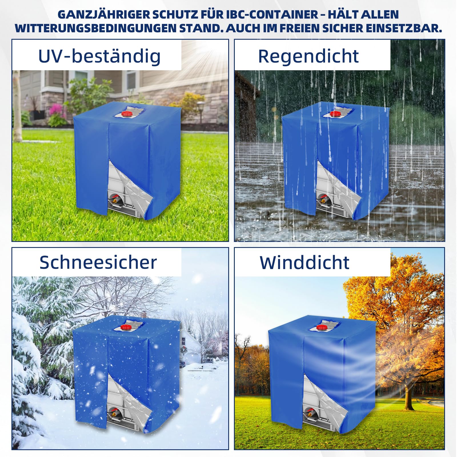 IBC-Tankdeckel, 420D Oxford-Gewebe, UV-beständig, wetterfest, regendicht und korrosionsbeständig, für den Außenbereich geeignet, 1000 l, 120 x 100 x 116 cm.