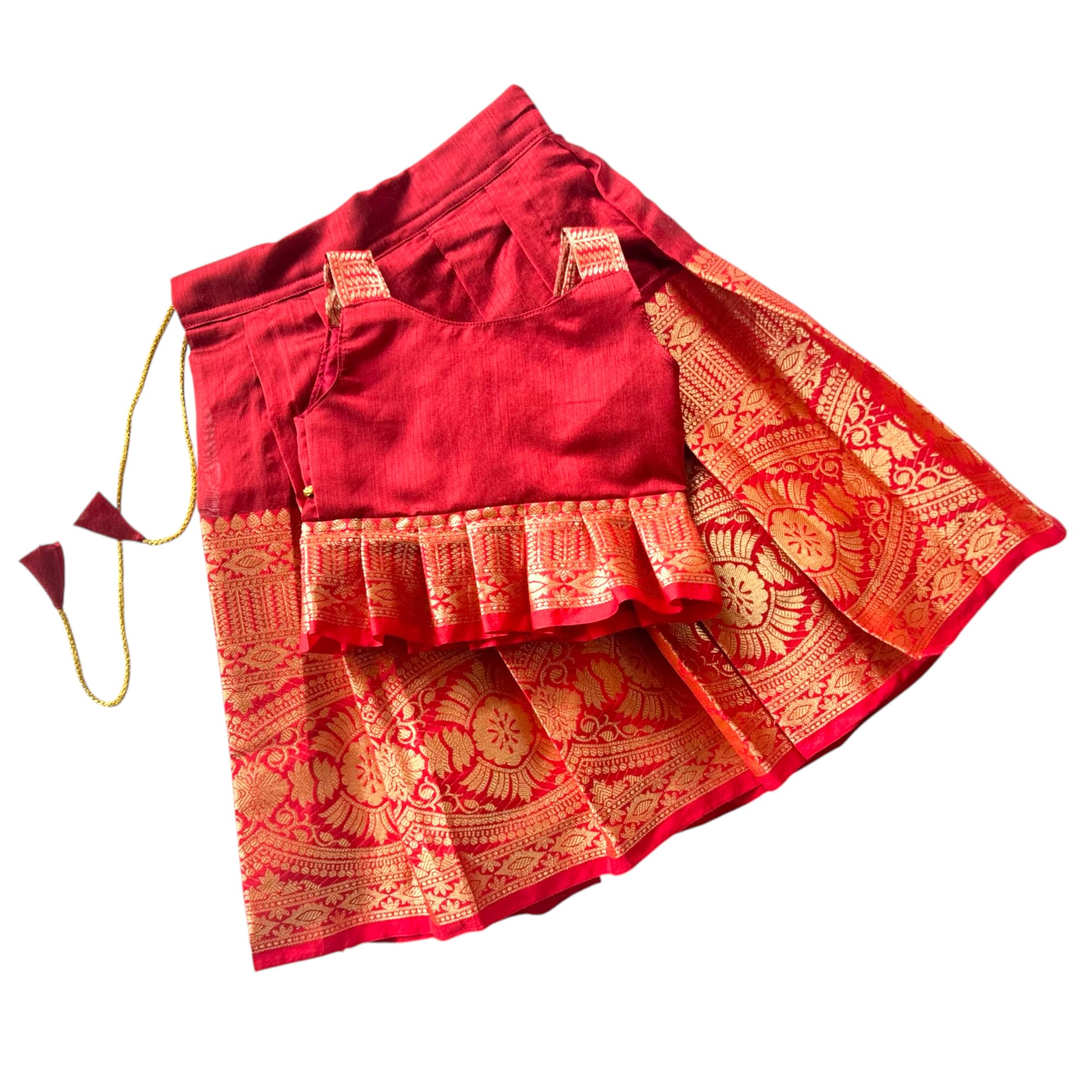 picksparrow Baby Girl Pattu Pavadai/Kids Lehenga Choli (Pleated Top)-picture-23