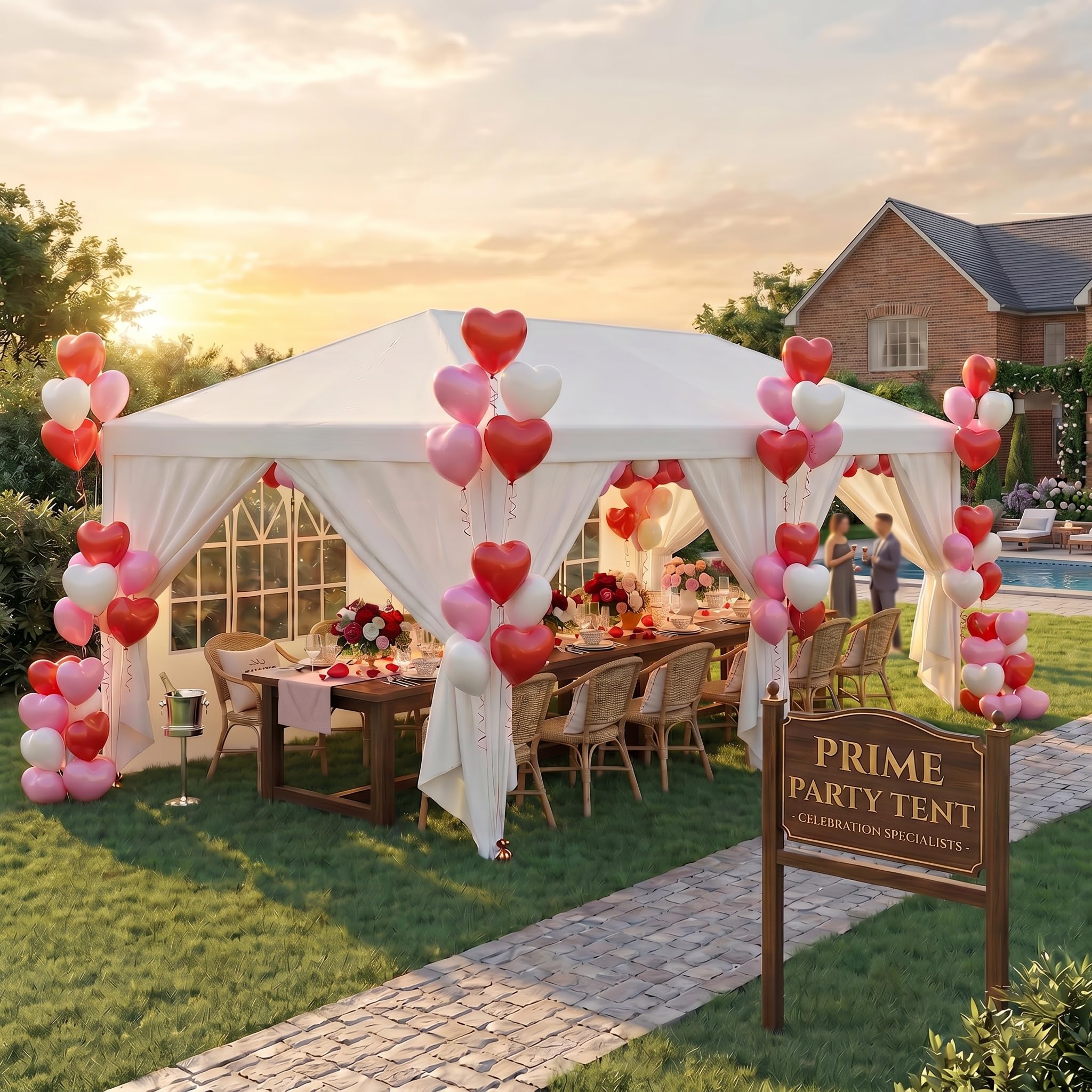 Photo 1 of HOTEEL 10x20 Party Tent Outdoor Canopy Tents for Parties with 6 Removable Sidewalls & 2 Doors, Carpas para Fiestas Waterproof for Gazebo Large Backyard Shelter Patio Wedding Events Tent BBQ White