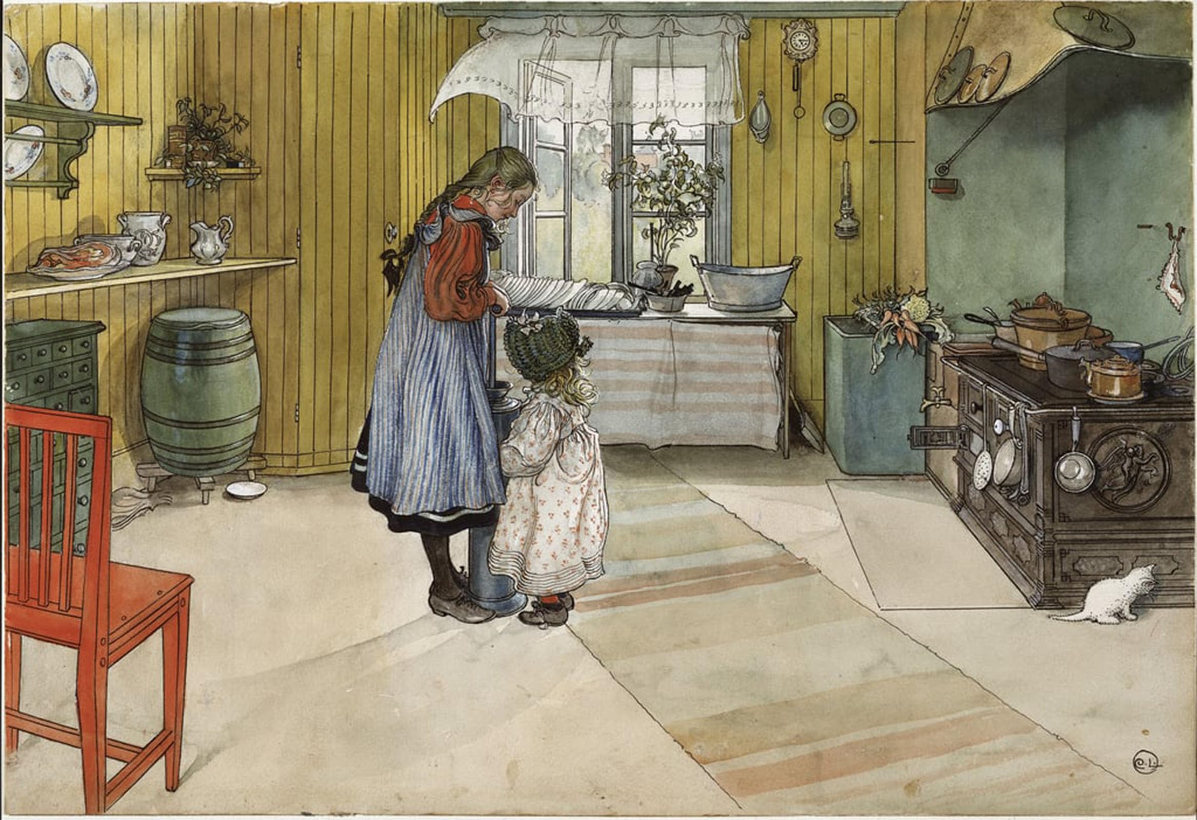 SERENDIPITP Retro Picture Poster Wall Art Pictures Painting The kitchen. by Carl Larsson Wall Art Canvas Print for Wall Decor 60x90cm