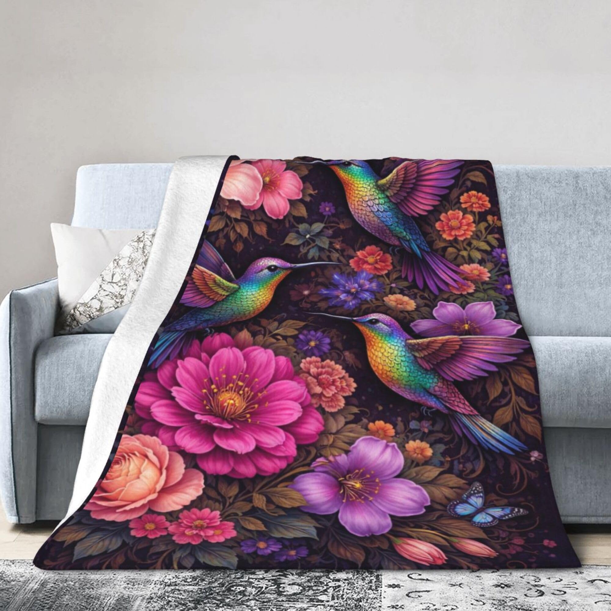 Hummingbird Blanket Hummingbird Throw Blanket Super Soft Cozy Plush Fluffy Fuzzy Fleece Blankets Gifts for Girls Women Boys Kids Adults 40"X50"