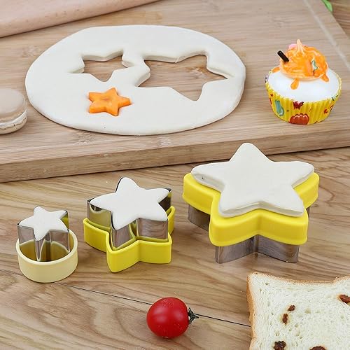 Miniatura 5 de Cortadores de galletas de estrella de acero inoxidable, tamaño pequeño a grande, juego de formas de estrellas y verduras de cinco puntas para niños