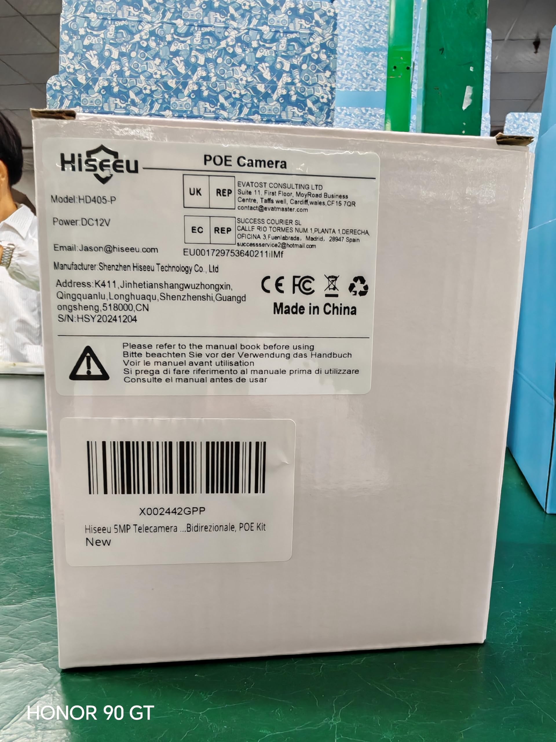 Hiseeu 5MP Telecamera di Sorveglianza Esterna PoE con Cavo Ethernet, 360 ° PTZ Telecamera IP Esterno No WiFi, 30m Visione Notturna Colori, Rilevamento Movimento, Audio Bidirezionale, POE Kit