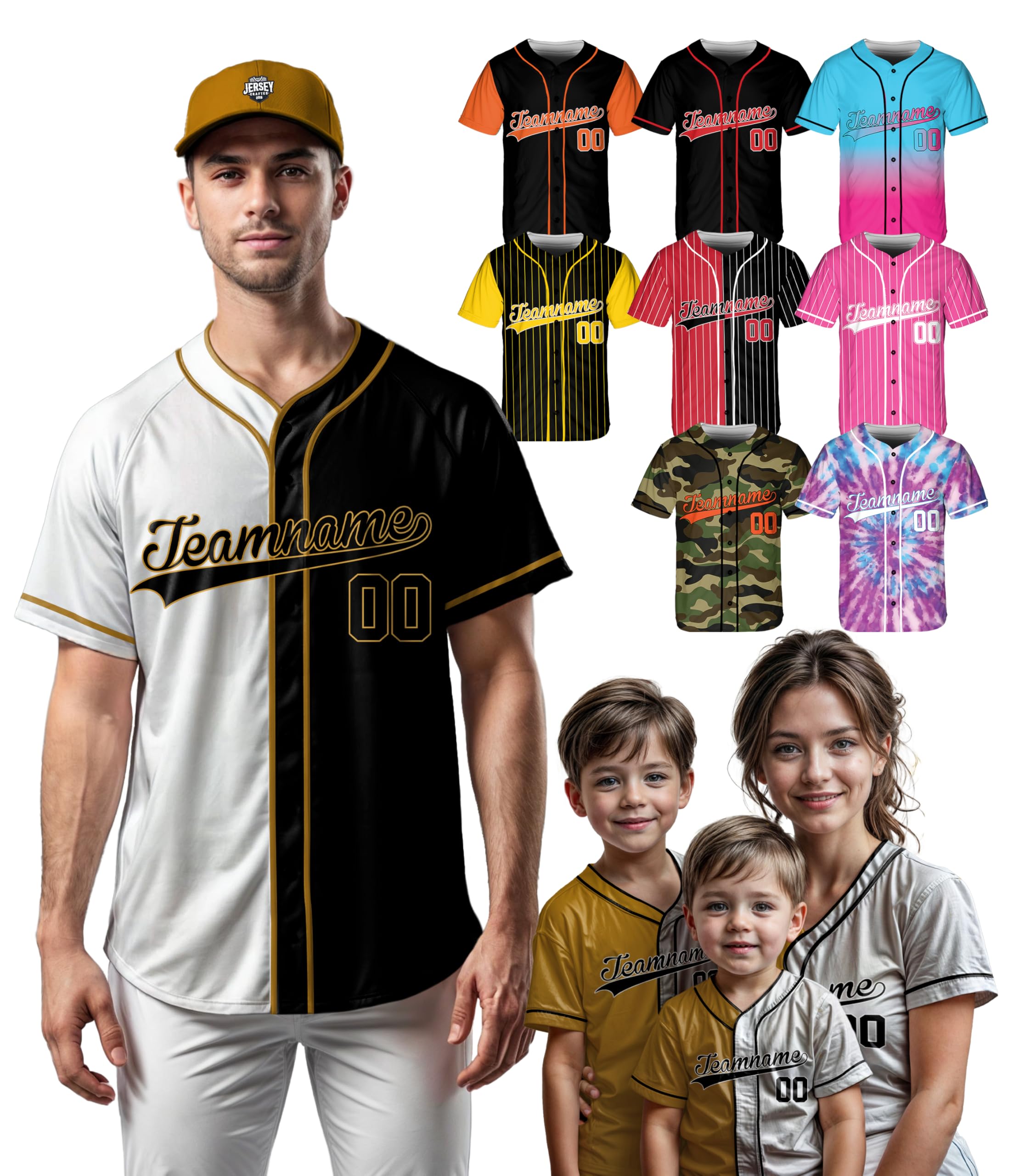 Custom Baseball Jersey - Personalized Softball Uniform Customized Sport Shirt with Printed Name Number Logo for Men Women Adult Youth Toddler Boy Girl