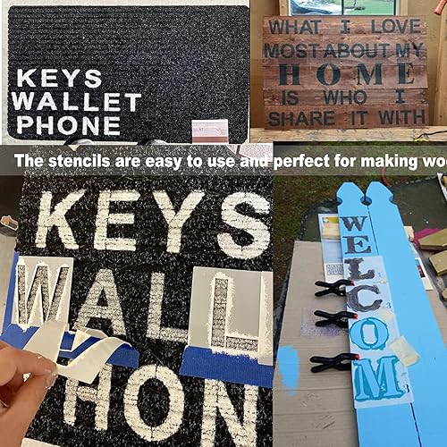 Miniatura 4 de Honbay 36 plantillas de letras del alfabeto de plástico, plantillas de números, plantillas de manualidades para pared de madera, tela, pizarra de