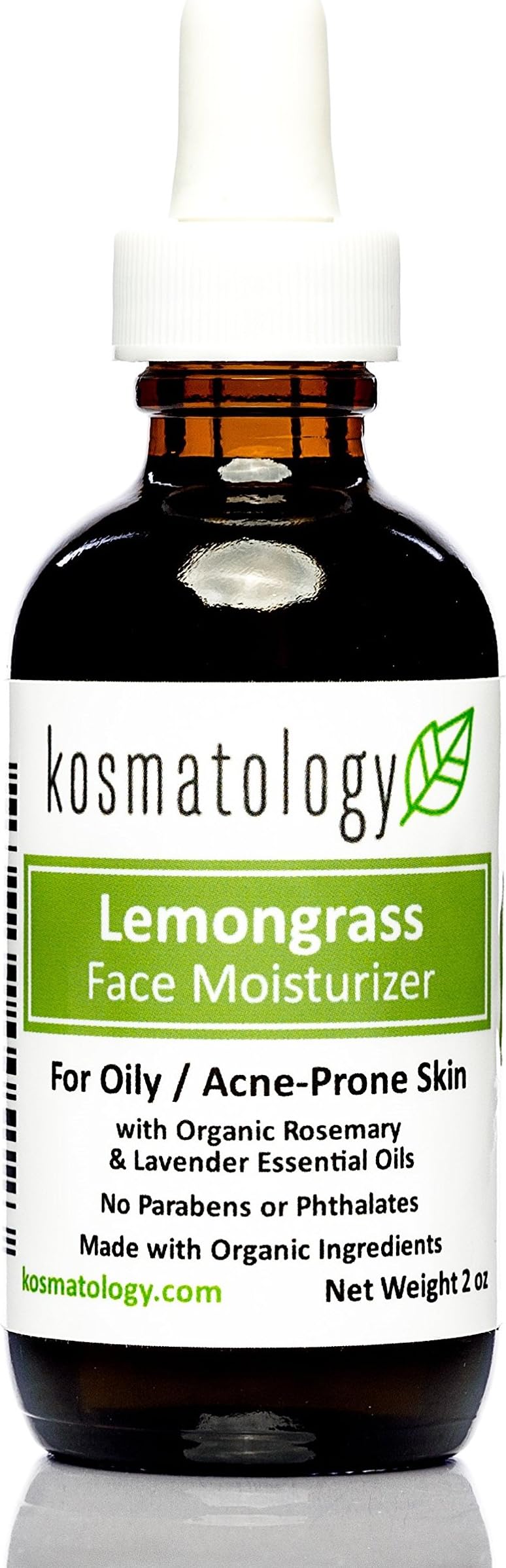 kosmatology Lemongrass Organic Face Moisturizer | Acne and Oily Skin Types | Infused with Lemongrass and Rosemary Oils | Vegan and Cruelty-Free | 2 fl oz