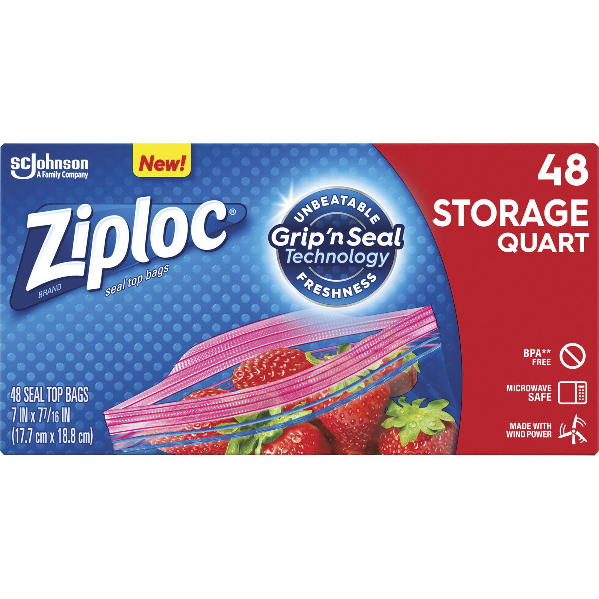 Sacs plastique double fermeture étanche 1qt boîte de 50 pour conserver les aliments