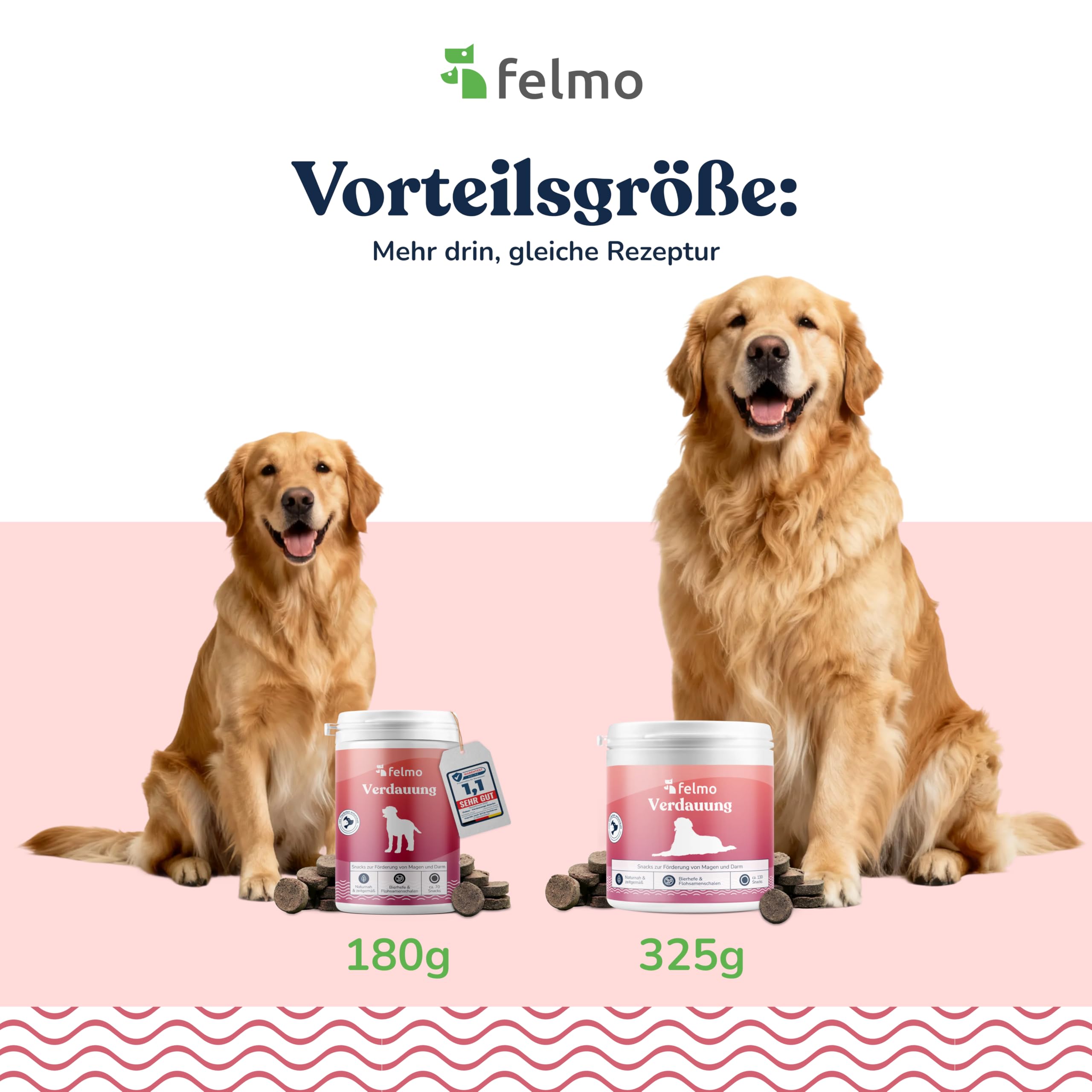 felmo Snack digestivo per cani (325 g) con lievito di birra e grasso completo per insetti | Snack prebiotici per l'equilibrio intestinale, la salute della pelle e dell'immunità, senza cereali, made in Germany