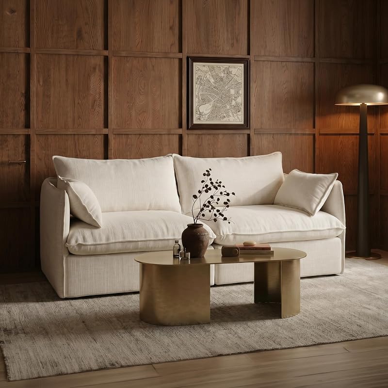 Cloud Loveseat Sofa, Oversized Deep Seat, Linen Blend