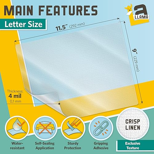 Miniatura 3 de Hojas laminadoras autoadhesivas texturizadas, acabado de lino nítido, 9 x 11.5 pulgadas, 4 mil de grosor, paquete de 10, para hojas de laminación