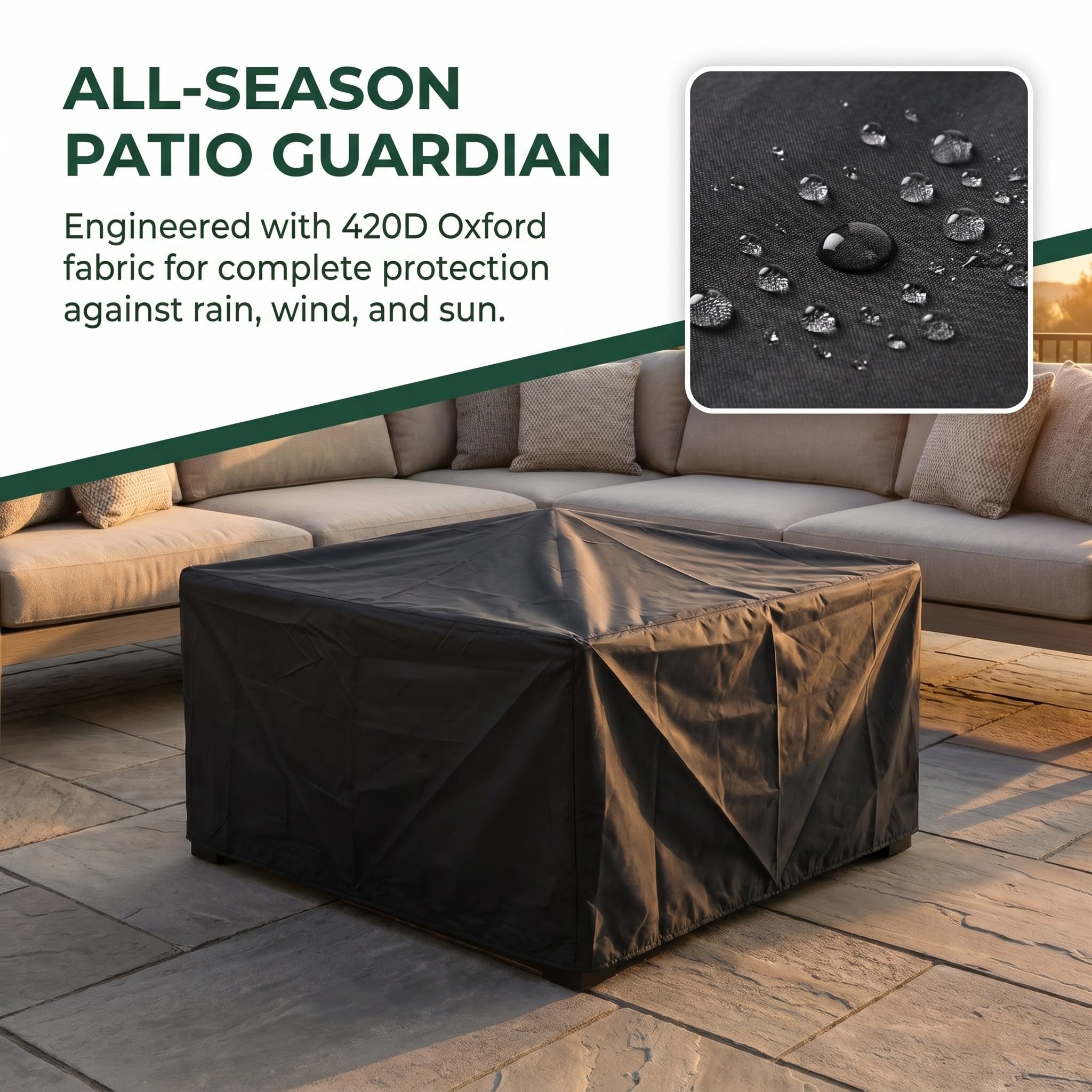 ibasenice Telo di copertura per braciere da esterno per patio, in tessuto Oxford 420D impermeabile, rettangolare, resistente alle intemperie, per mobili da giardino e cortile.