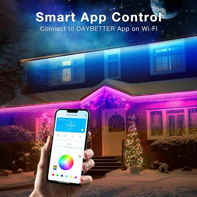 DAYBETTER IP65 Waterproof Led Strip Lights, Smart WiFi LED Lights Work with Alexa and Google Assistant