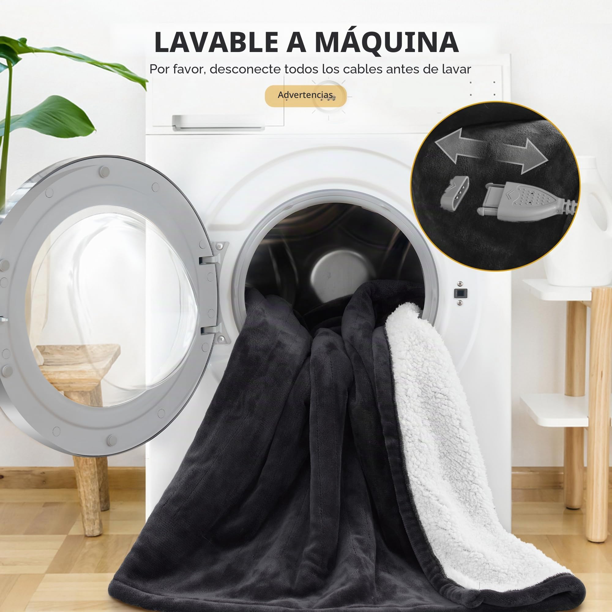 Manta Eléctrica Grande Térmica 150x200cm, Calentamiento rápido 6 Niveles de Calor y Temporizador de Apagado automático de 1~10 Horas y Pantalla Digital, Lavable Sherpa de Franela Gris
