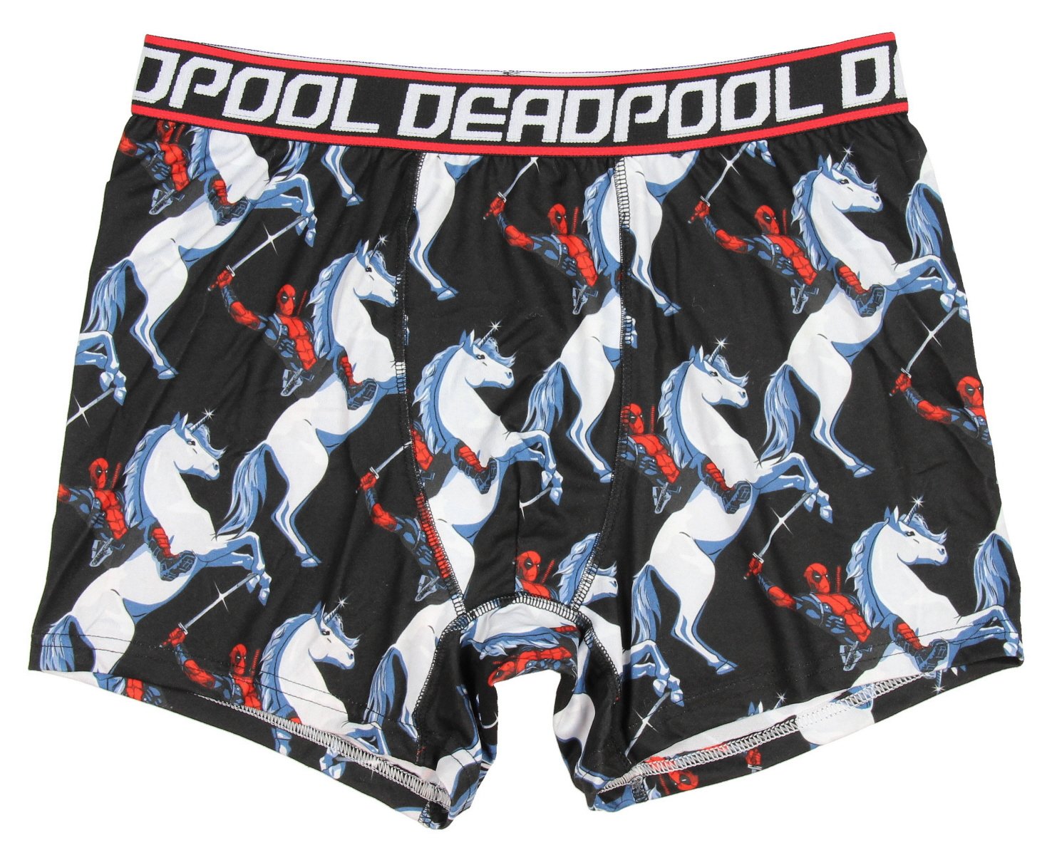 Marvel Men's Deadpool Riding a Unicorn Boxer Briefs
