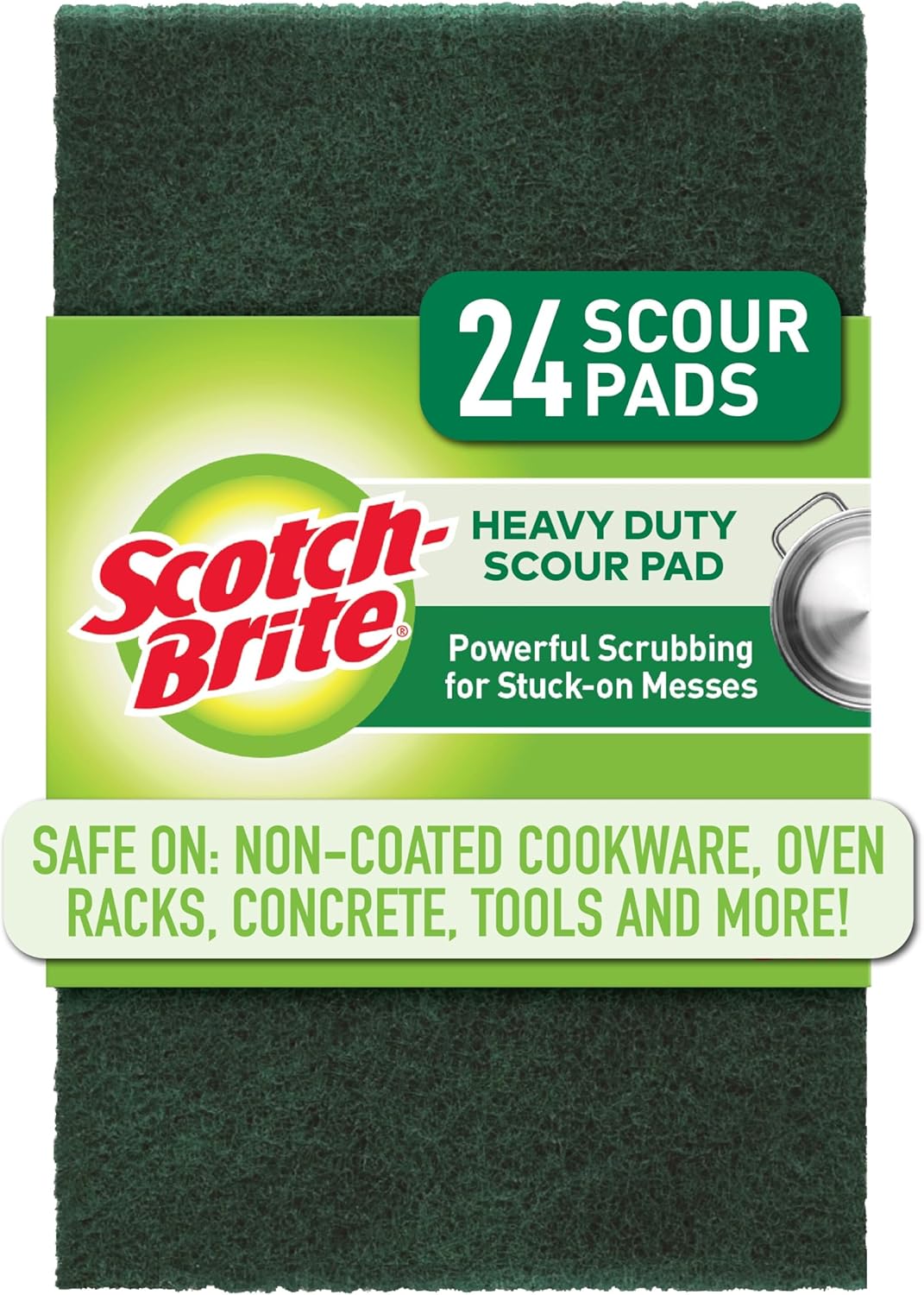 Scotch-Brite Heavy Duty Large Scour Pads, Scouring Pads for Kitchen and Dish Cleaning, 8 Pads (Pack of 4)