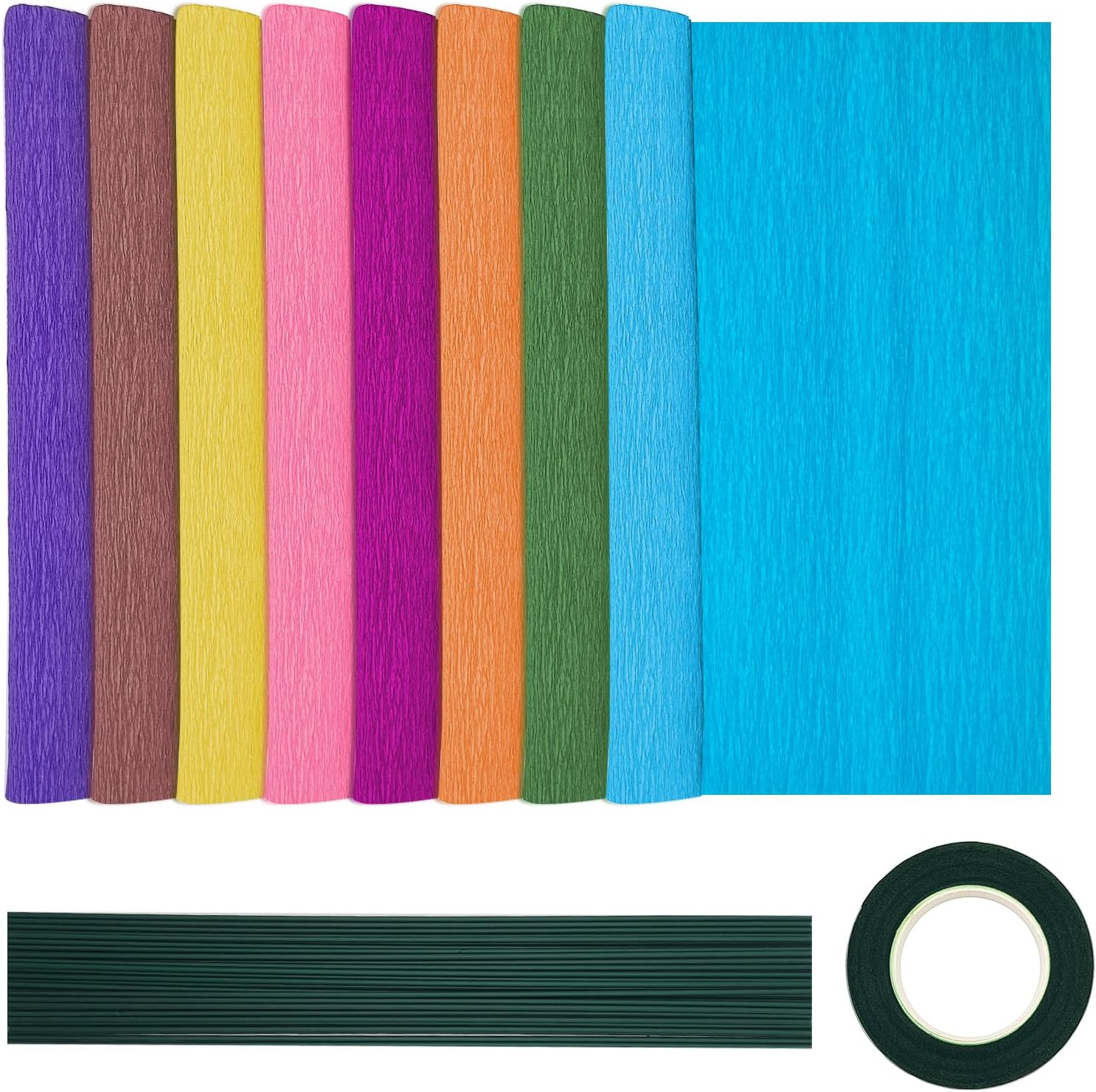 8 Rolls Crepe Paper Wide Crepe Paper Streamers, Artificial