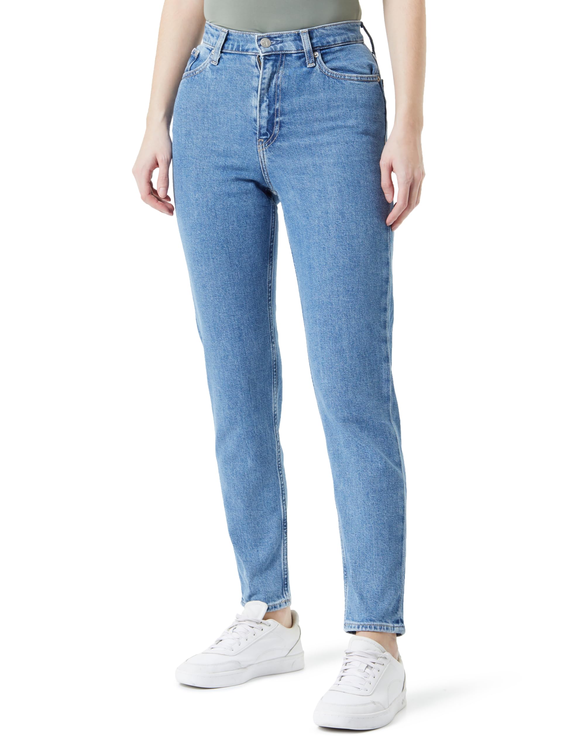 Calvin Klein Jeans Women's Mom Jean J20j221588 Tapered, Denim Medium, 30W