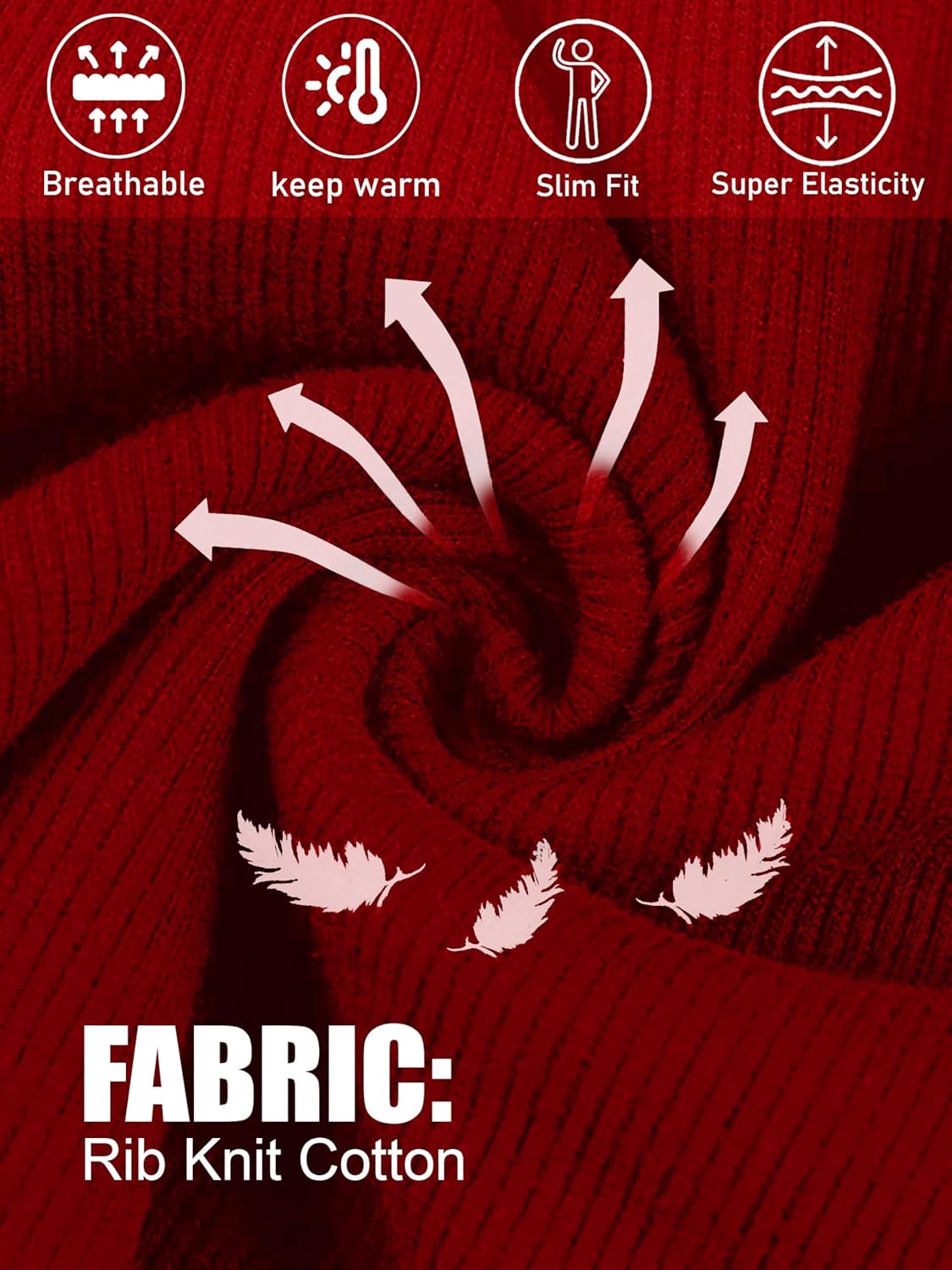 URBAN BUCK Turtleneck Men Long Sleeve Knitted Shirt - Ultra Soft Cotton Slim Fit Ribbed Turtle Neck Sweater for Men - Image 6