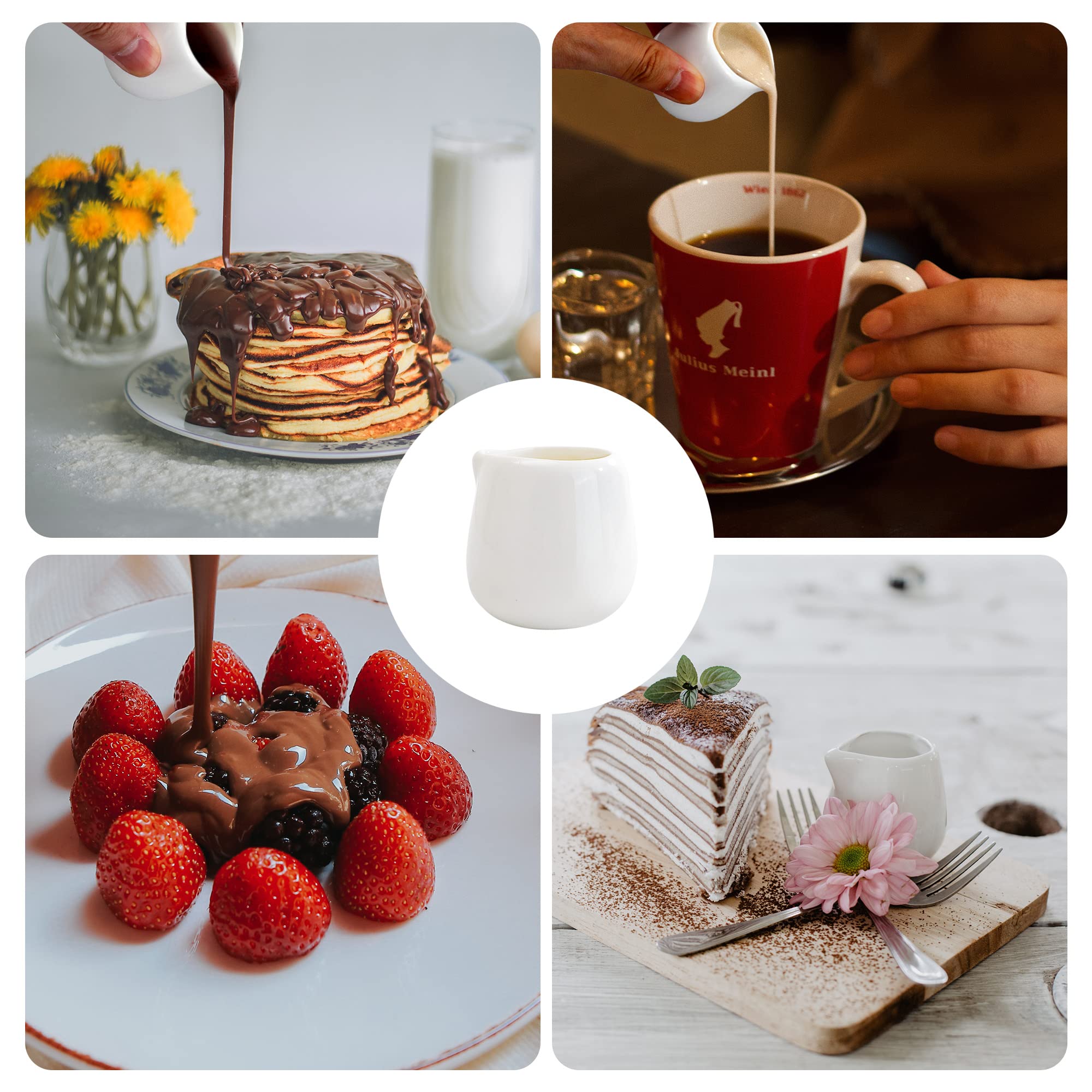 Mini-Sahnekrug, Mini-Krug aus Keramik, kleine Cremekrüge, weißes Porzellan, Cremekrug für Milch, Kaffee, Marmelade, Saucen, 12 Stück