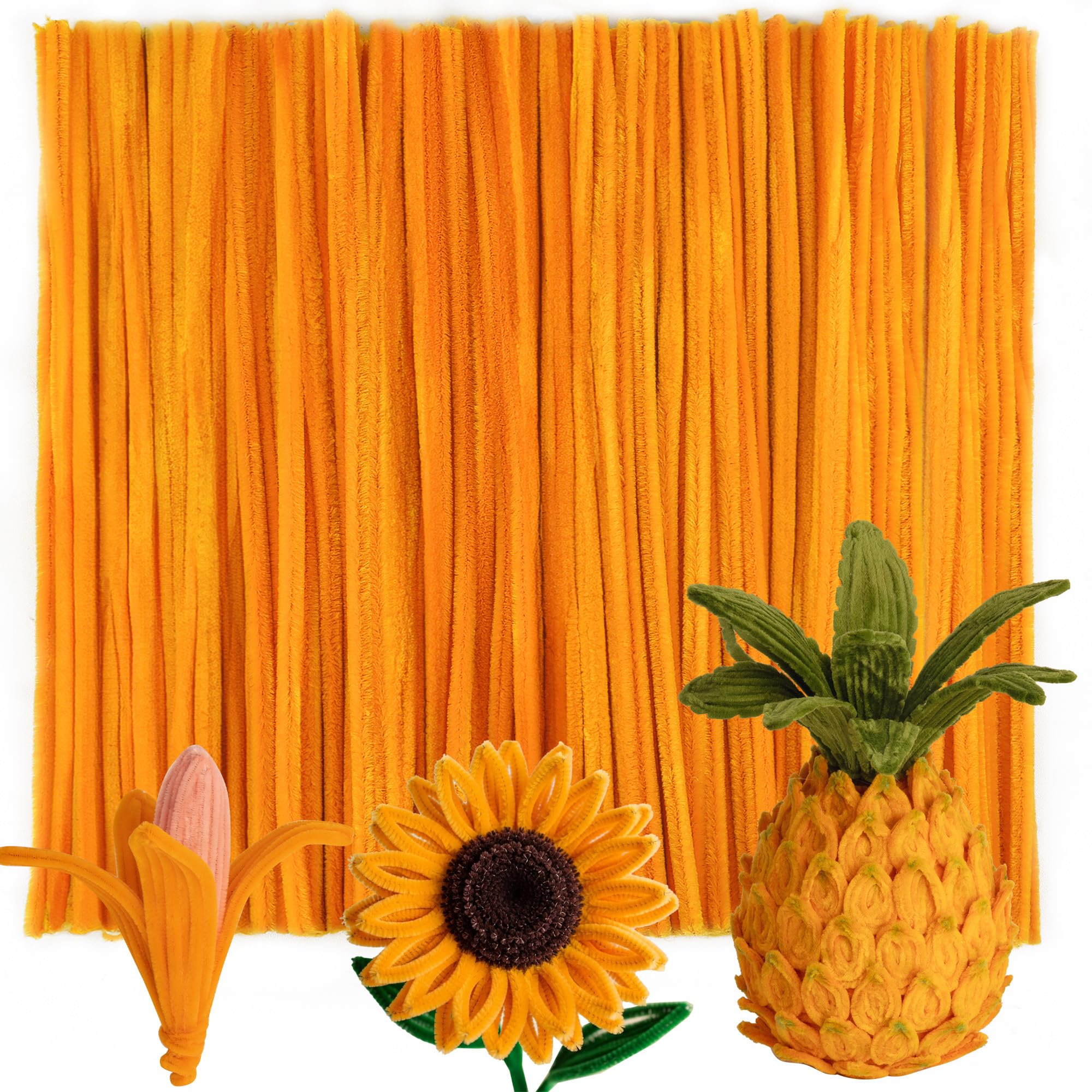 Caydo 200 Pieces Blonde Yellow Pipe Cleaners for Flowers