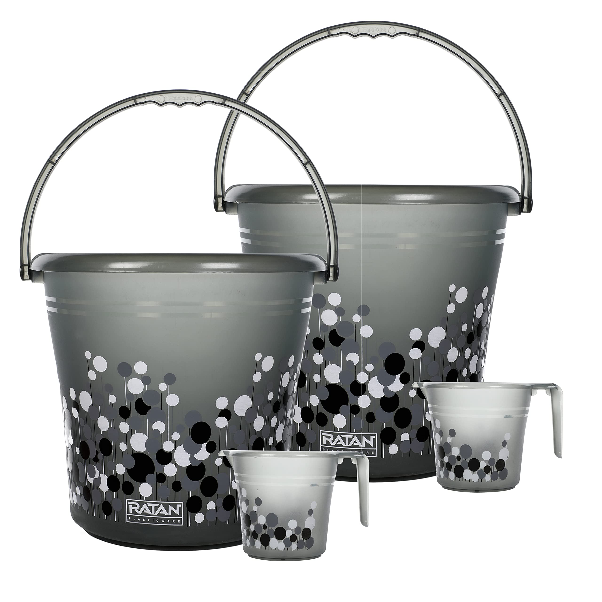 RATAN PLASTICWARE Plastic Frosty Bubble Print Pack of 4 Bathroom Bucket Combo Set (25L Bucket X 2/1.5L Mug X 2) - Smokey (B09TZWDGNS) Amazon Price History, Amazon Price Tracker