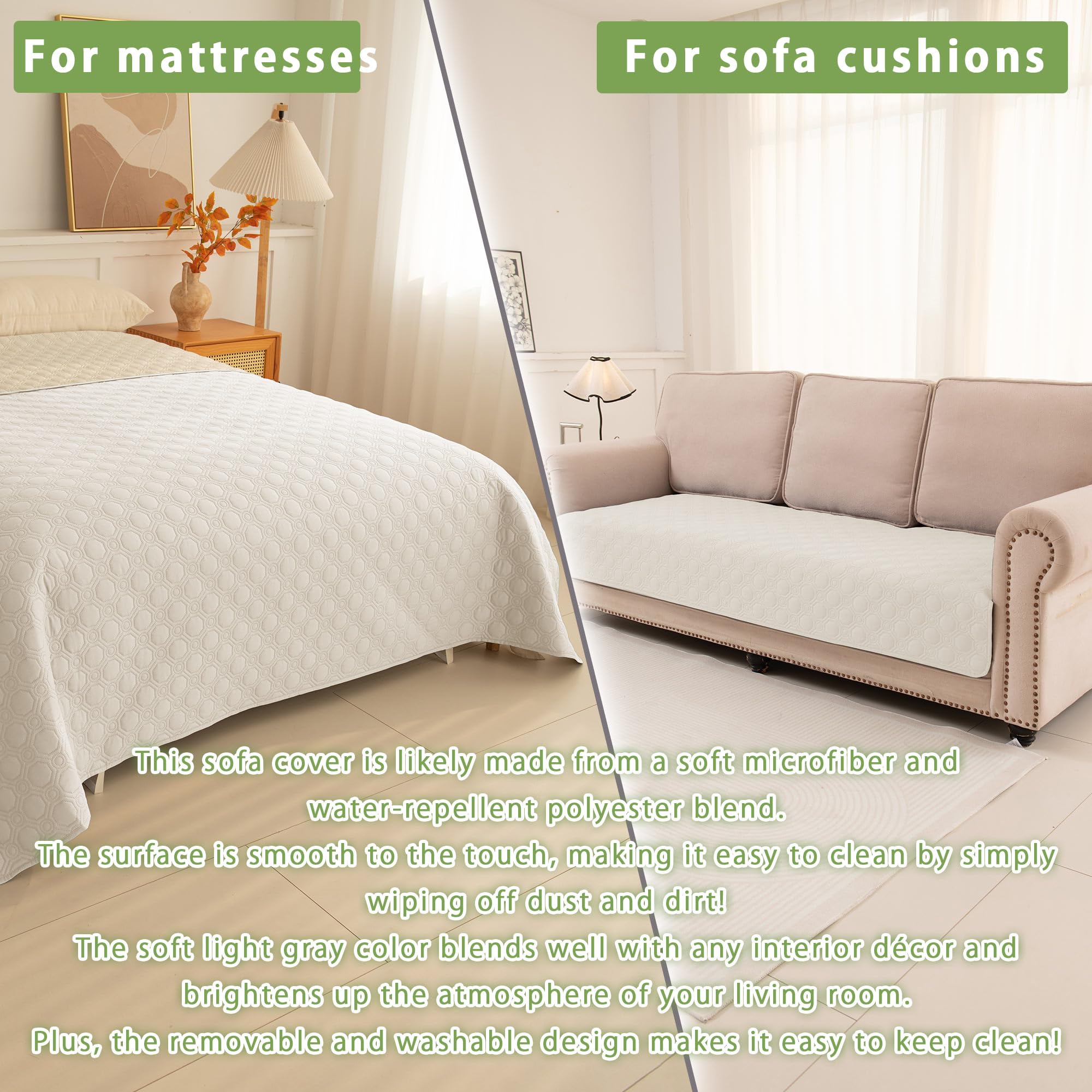 TIANSHU Protège Matelas Imperméable, Housse de Lit Antidérapante et Anti-Taches, Couverture Imperméable Polyvalente pour Lit, Canapé et Animaux Housse de Matelas Imperméable (137x208cm, Beige)