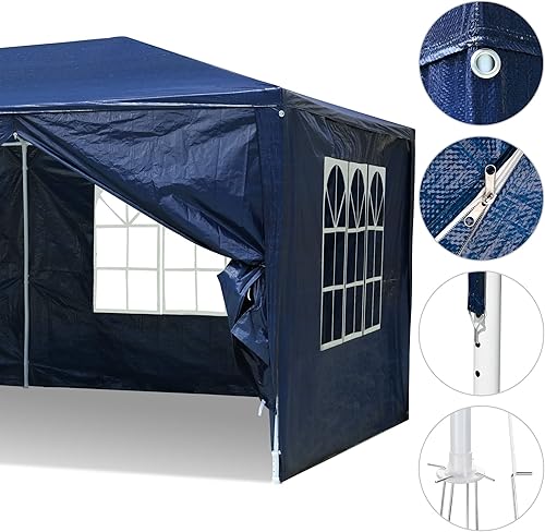 Miniatura 34 de Yescom 20 x 10 pies, color blanco para fiesta de boda al aire libre, patio, toldo cerrado con toldo extraíble de pared lateral, refugio solar