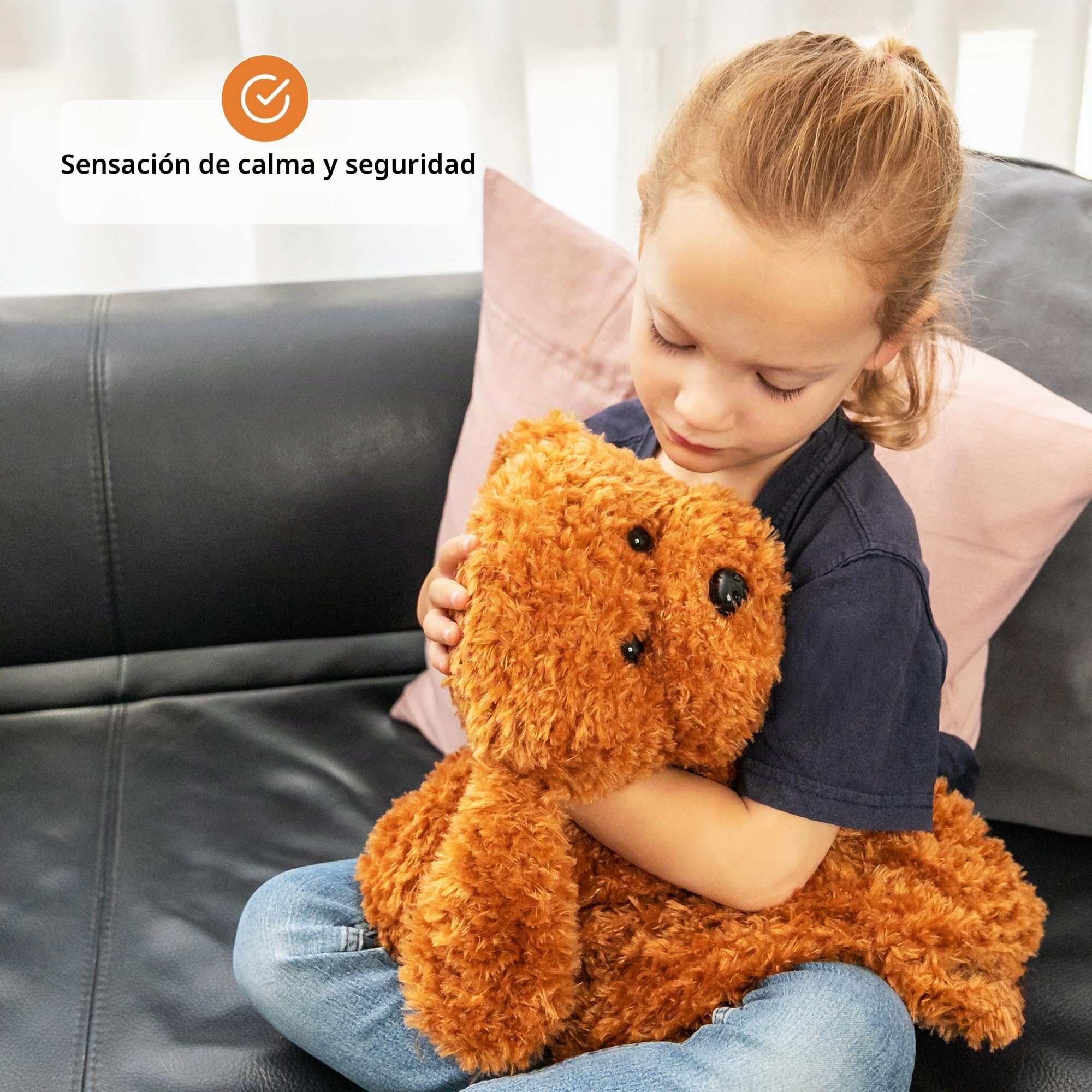 ODOXIA Cojín De Regazo con Lastre para Niños | Calmante Y Reconfortante | Animal De Regazo | Perro Sensorial | Manta De Regazo para Trastorno Sensorial | Ayuda En Autismo, Tdah, Ansiedad | 2 Kg