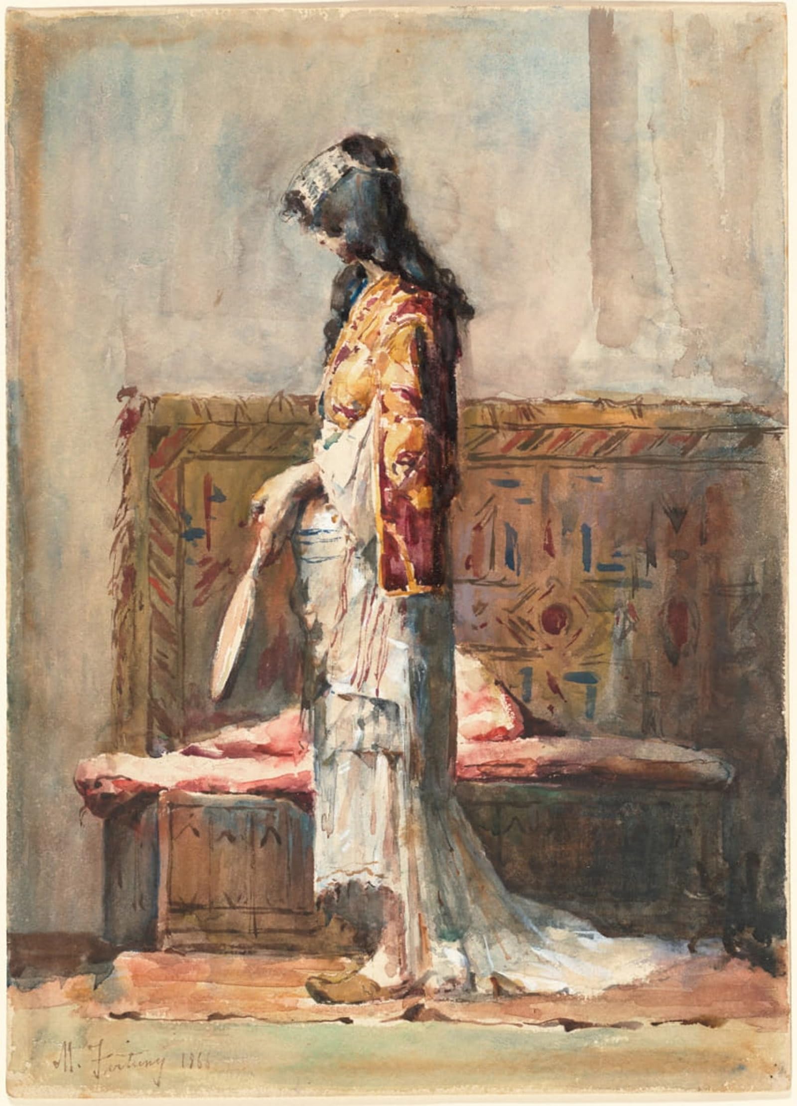 SERENDIPITP Vintage Wall Art Canvas Nordic Poster Canvas Print Picture a Moroccan Woman in Traditional Dress by Marià Fortuny Wall Art Poster for Home Decor 60x90cm