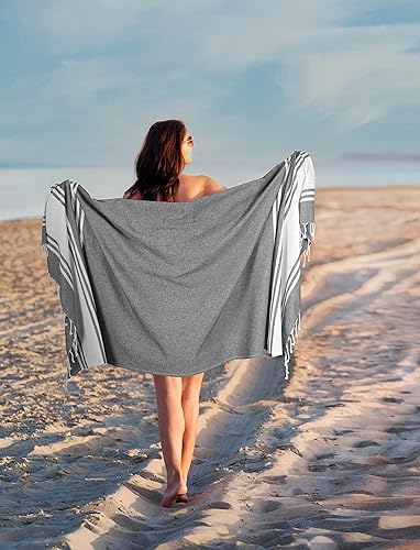 Miniatura 4 de Goroly Home Toalla de playa turca peshtemal de algodón, extra grande, fina de secado rápido, sin arena, toalla de piscina y natación, manta de baño,