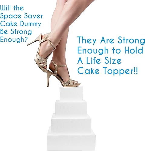 Miniatura 4 de Silverlake - Juego de 5 niveles cuadrados para tartas, bloques de 4 pulgadas de alto x 4,6,8,10 y 12 pulgadas de ancho para proyectos de exhibición