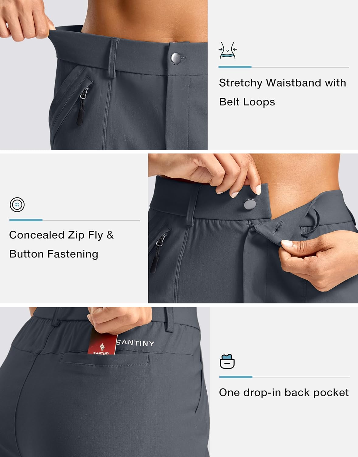 SANTINY Women's 5"/7" Hiking Golf Shorts Quick Dry Stretch Casual Work Shorts with Pockets for Women Walking Travel Summer - Image 5