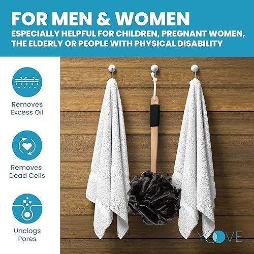 Miniatura 4 de Limpiador de espalda de lufa, limpiador de ducha con infusión de carbón de bambú, esponja de baño, exfoliante corporal Lufa para hombres y mujeres,