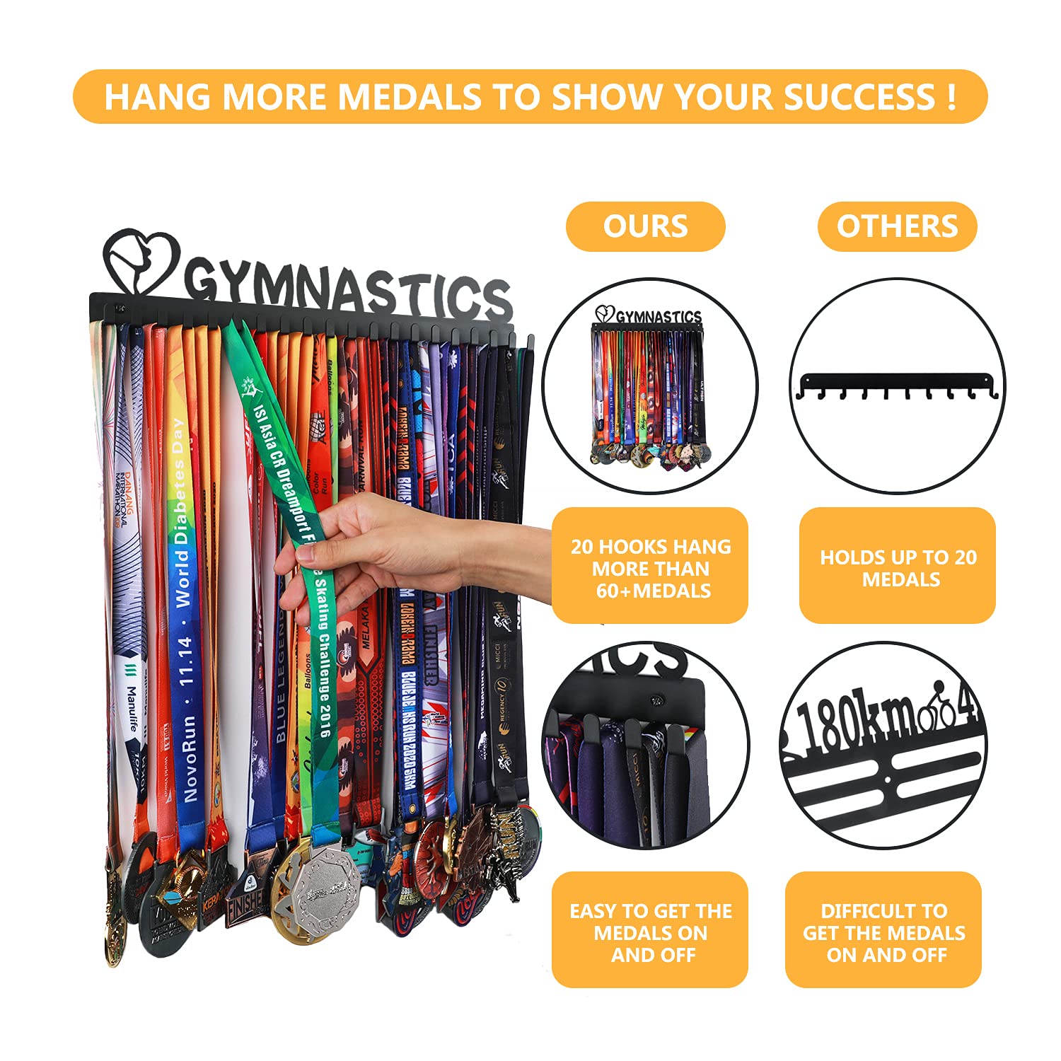 Buy Goutoports Gymnastics Medal Holder Display Hanger Rack Frame for