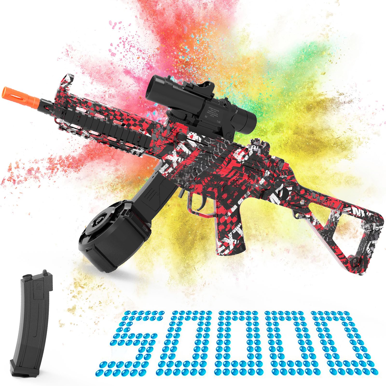 Electric Gel Ball Blaster, AK Automatic Blaster Splatter Toy Dual Mode, Rechargeable Splatter Ball Toys for Outdoor Team Shooting Game Party Favors Ages 14+ Years Old, Red
