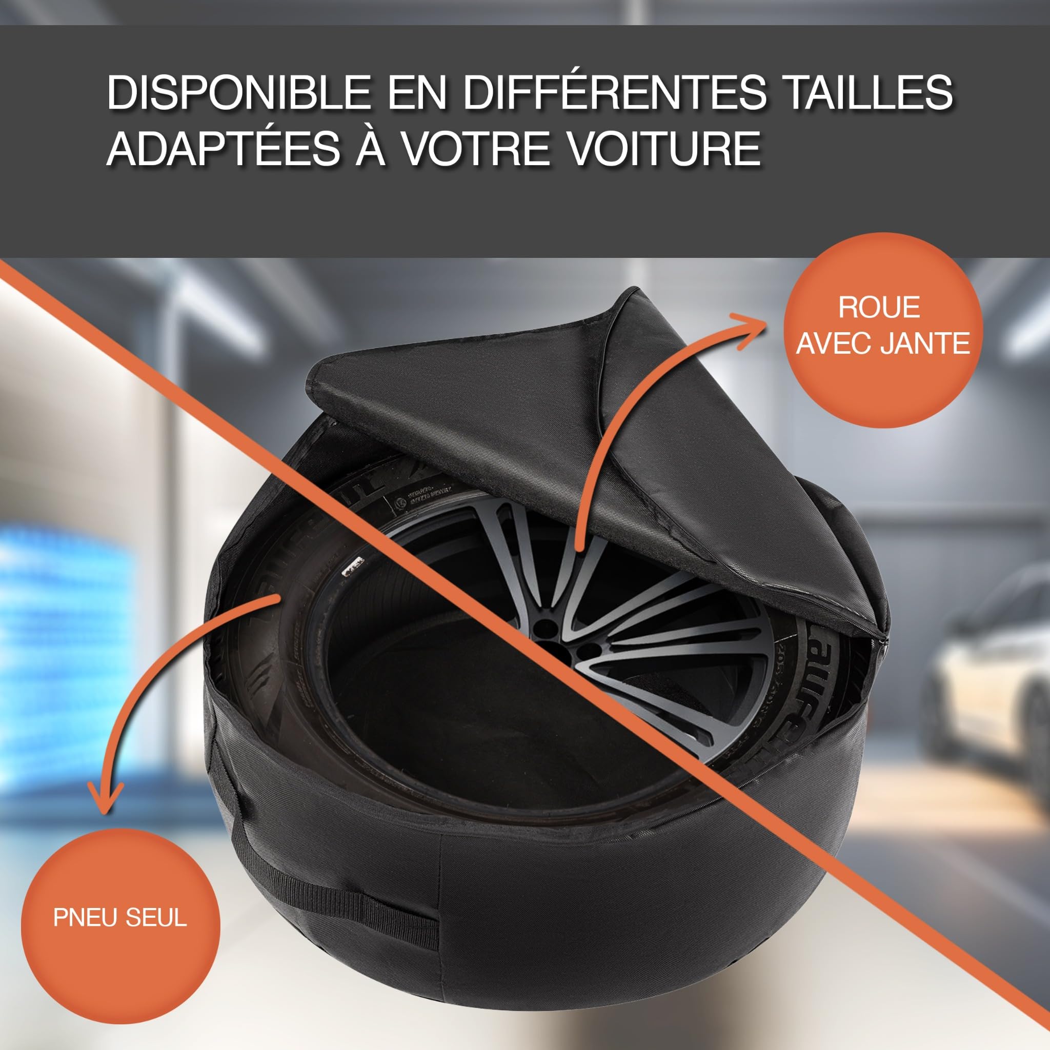Lot de 4 Housses de Rangement pour Pneus et Roues Taille 3XL - Enveloppe Imperméable et Résistante pour Le Stockage - Sac à Pneus pour Roue de Secours - Protection Jantes Voiture