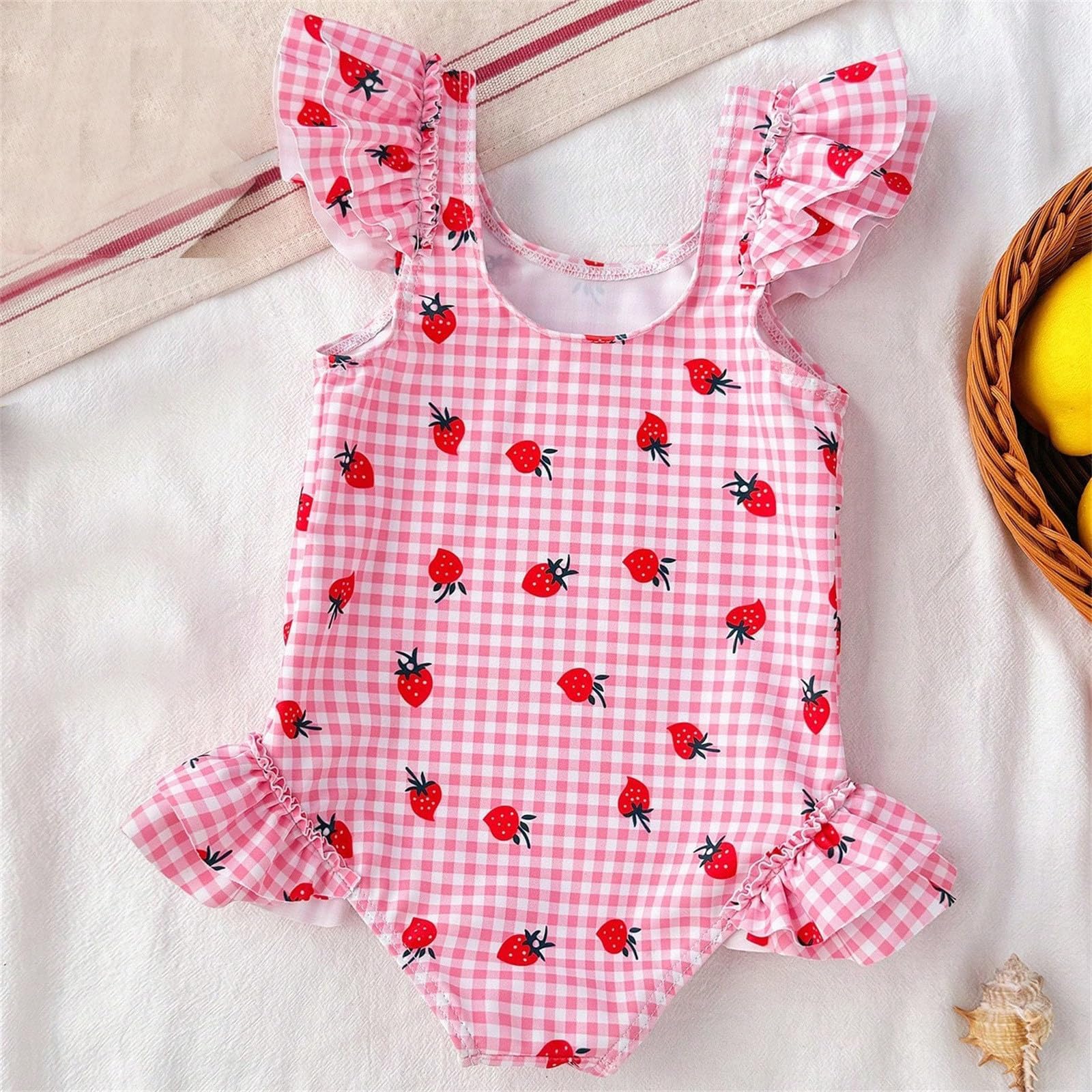 Generisch Bañador triángulo para niña con estampado de flores, bonito tankini, traje de baño para niños pequeños y niños