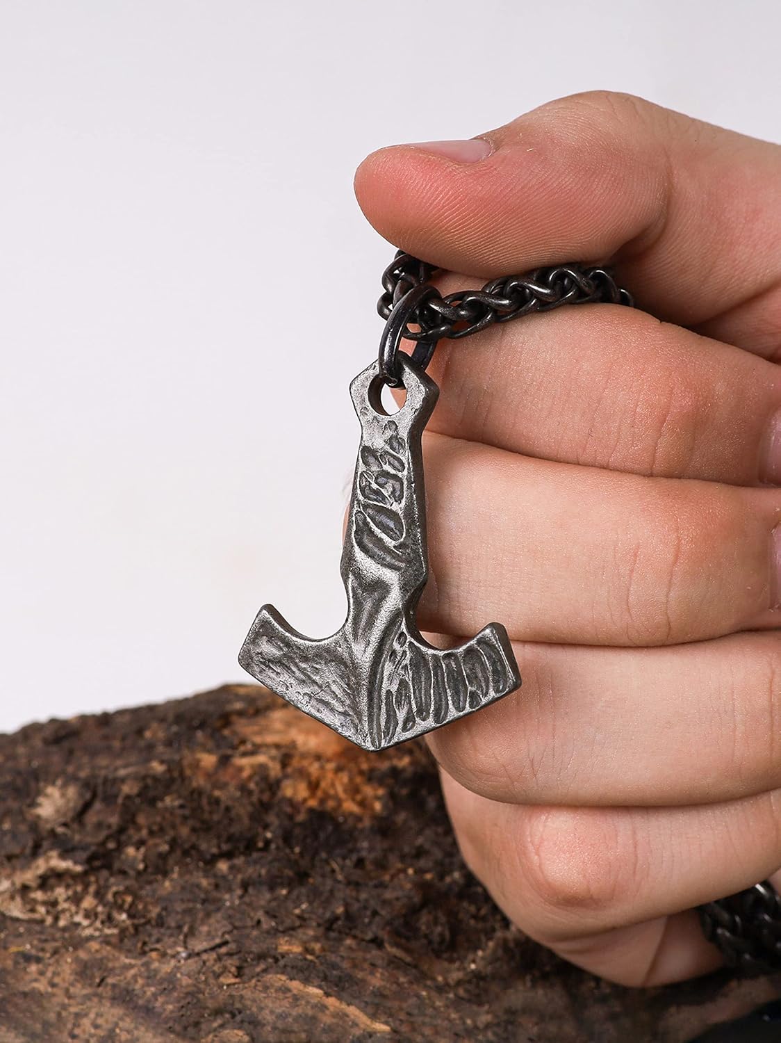 HAQUIL Viking Mjolnir Necklace, Antique Thor Hammer Amulet Pendant, Wheat Chain, Viking Jewelry Gift for Men and Women - Image 5