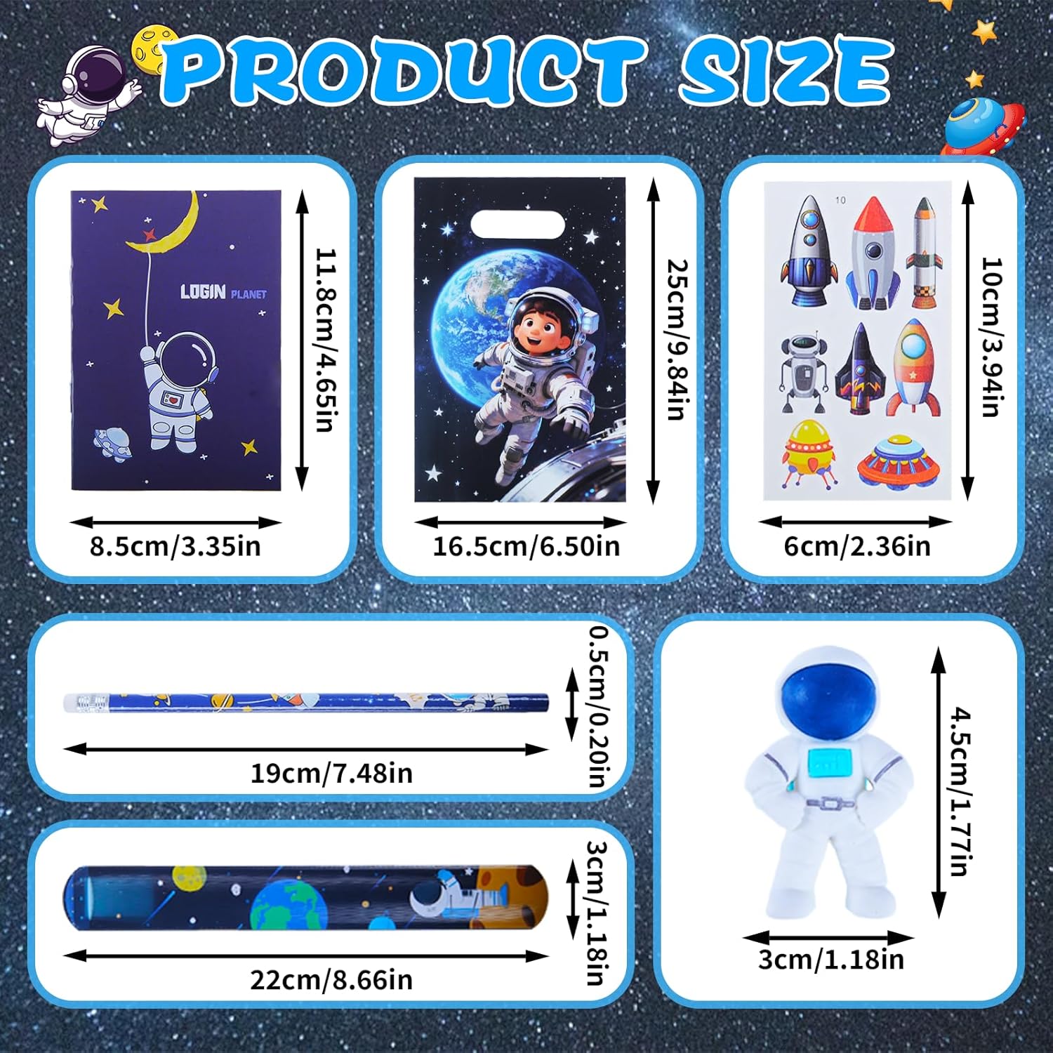 Space Stationery Party Pack, 24 Pack Space Party Favors Including Mini Notebooks Pencils Erasers for Birthday Party Gifts