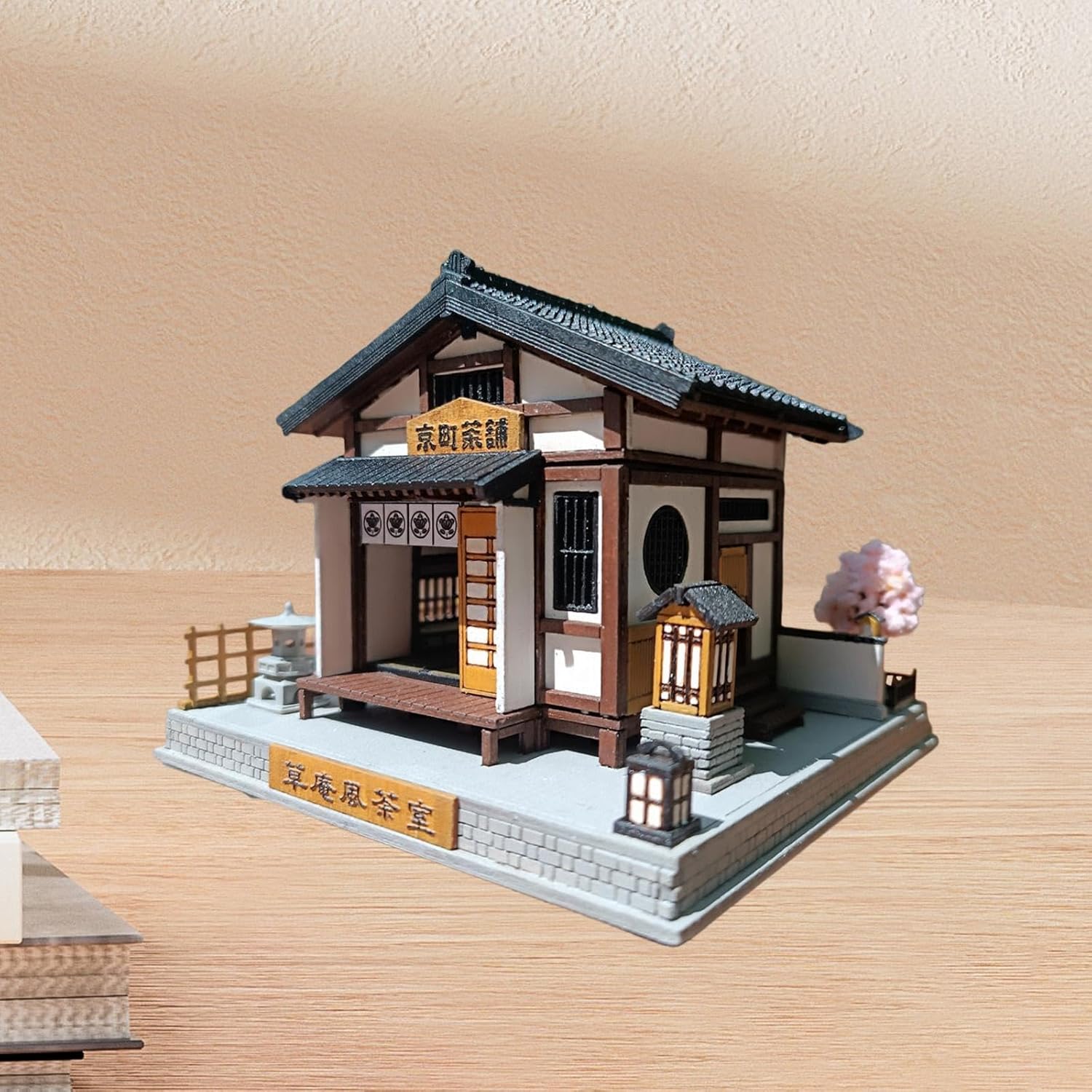 DIY Miniature Teahouse Kit, 1/64 Scale Miniature Scene Model in Japanese for Teenagers and Adults