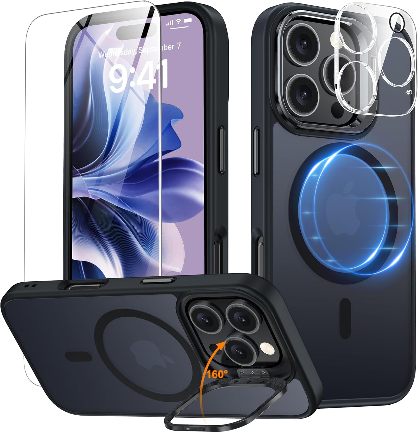 Magnetic & Stand for iPhone 17 Pro Max Case Waterproof[Built-in Screen Protector][Fit for Magsafe][Invisible Kickstand] 360°Full Body Sealed Protective Dustproof Shockproof Case for iPhone 17 Pro Max