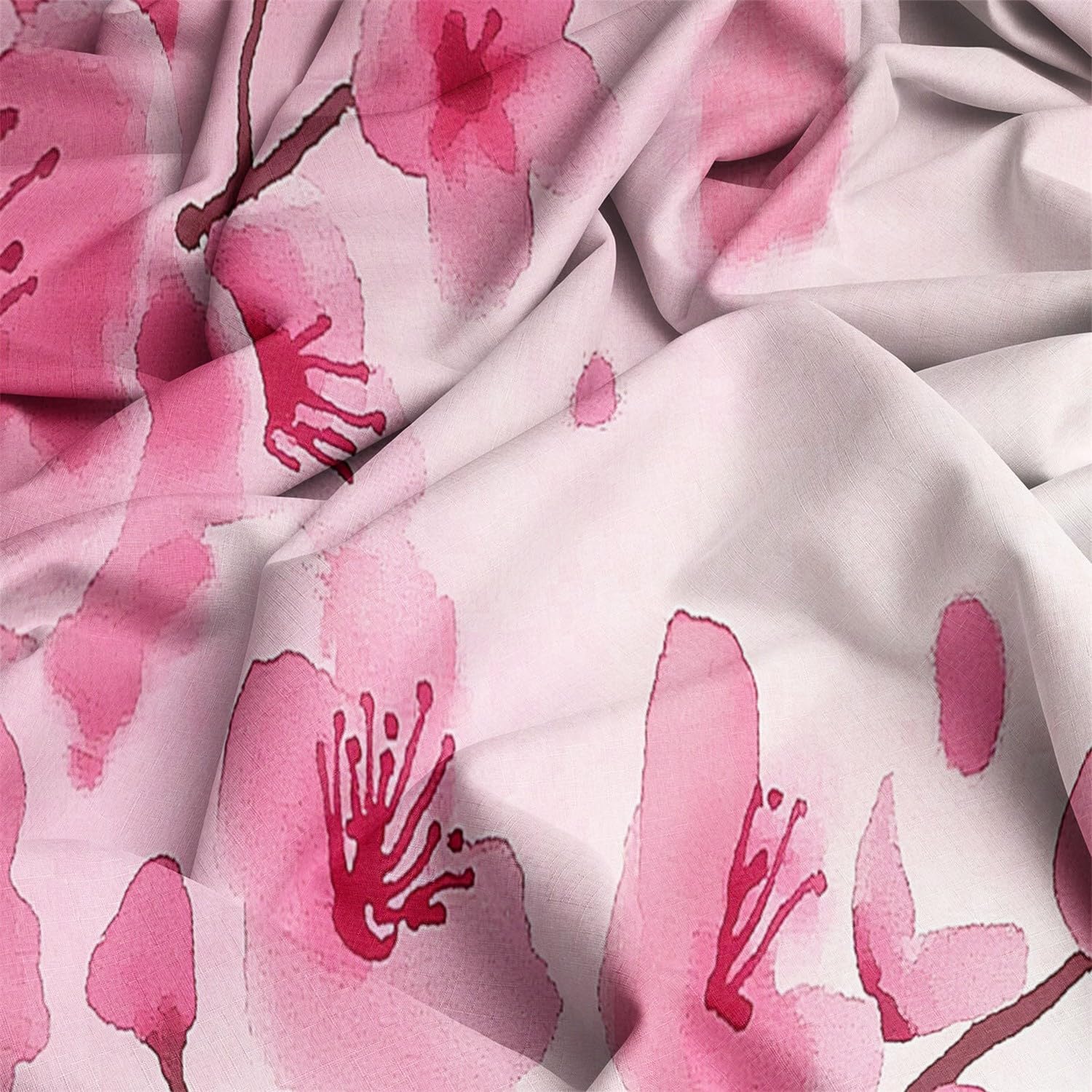 3PCS Light Pink Duvet Cover Set, Plants Flowers Cherry Blossoms Pattern Bedding with Zipper Closure, Duvet Cover King Size Print for Girls Kids and Teens Home Décor