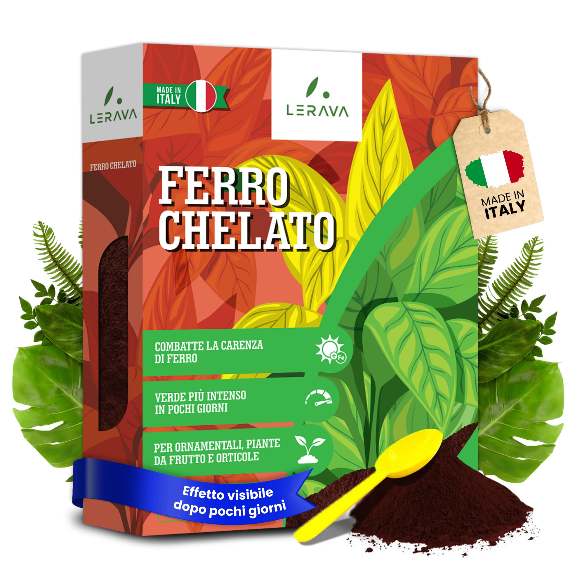 LERAVA Ferro Chelato per Piante 200 g - Chelato di Ferro Contro Clorosi Ferrica