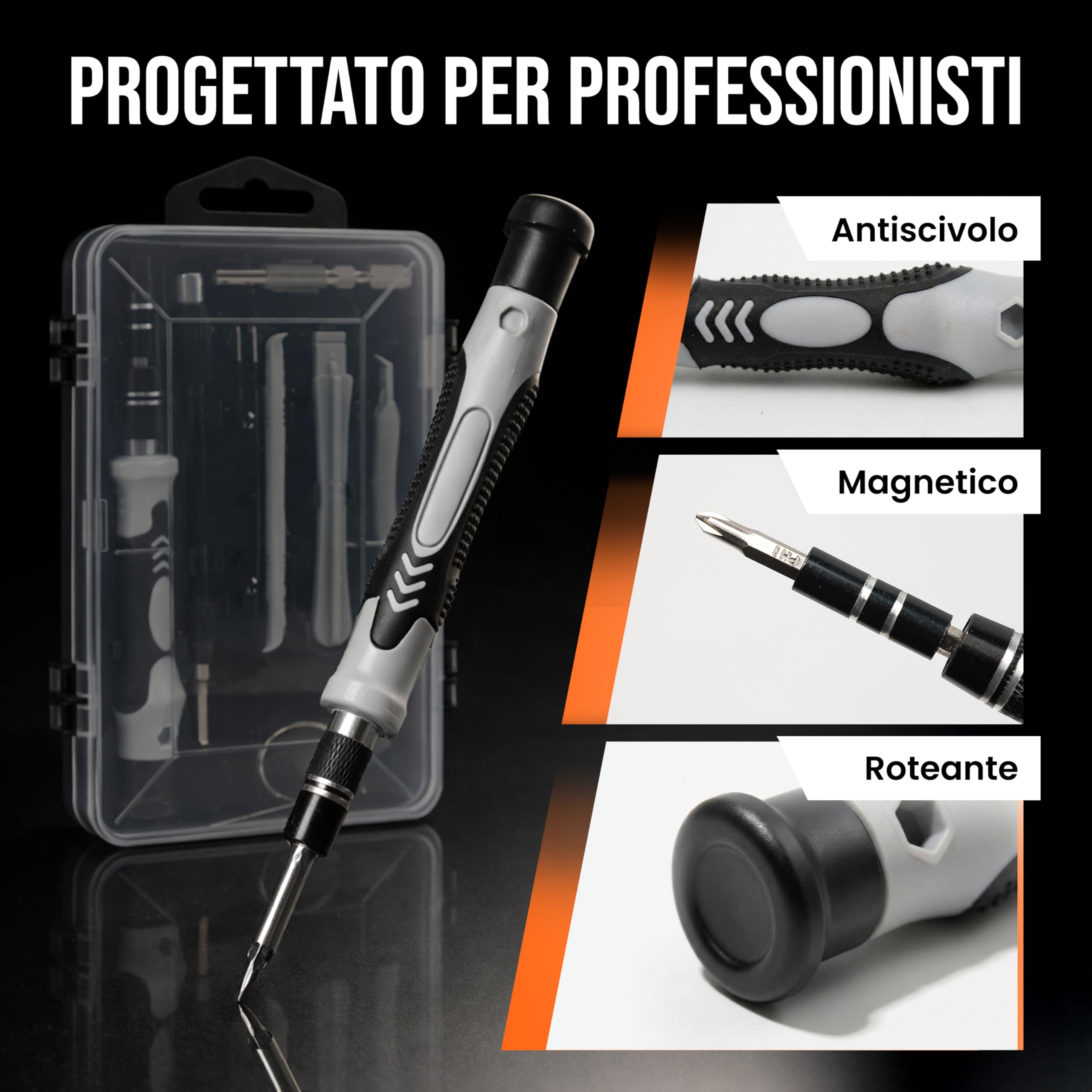Set Cacciaviti Di Precisione Magnetici Mini Pocket Tool con 98 Punte CRV per Elettronica